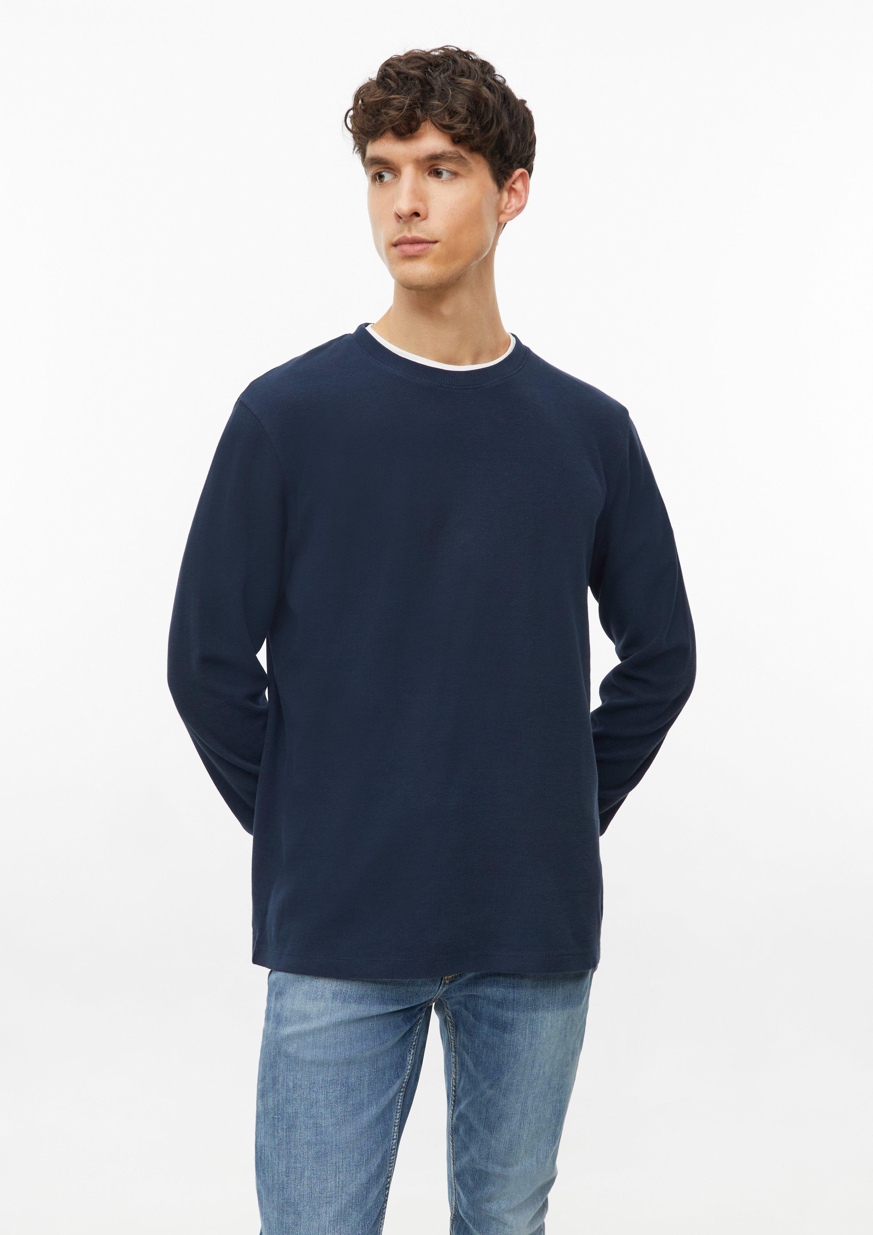 T-shirt à manches longues en jersey gaufré en bleu marine de s.Oliver