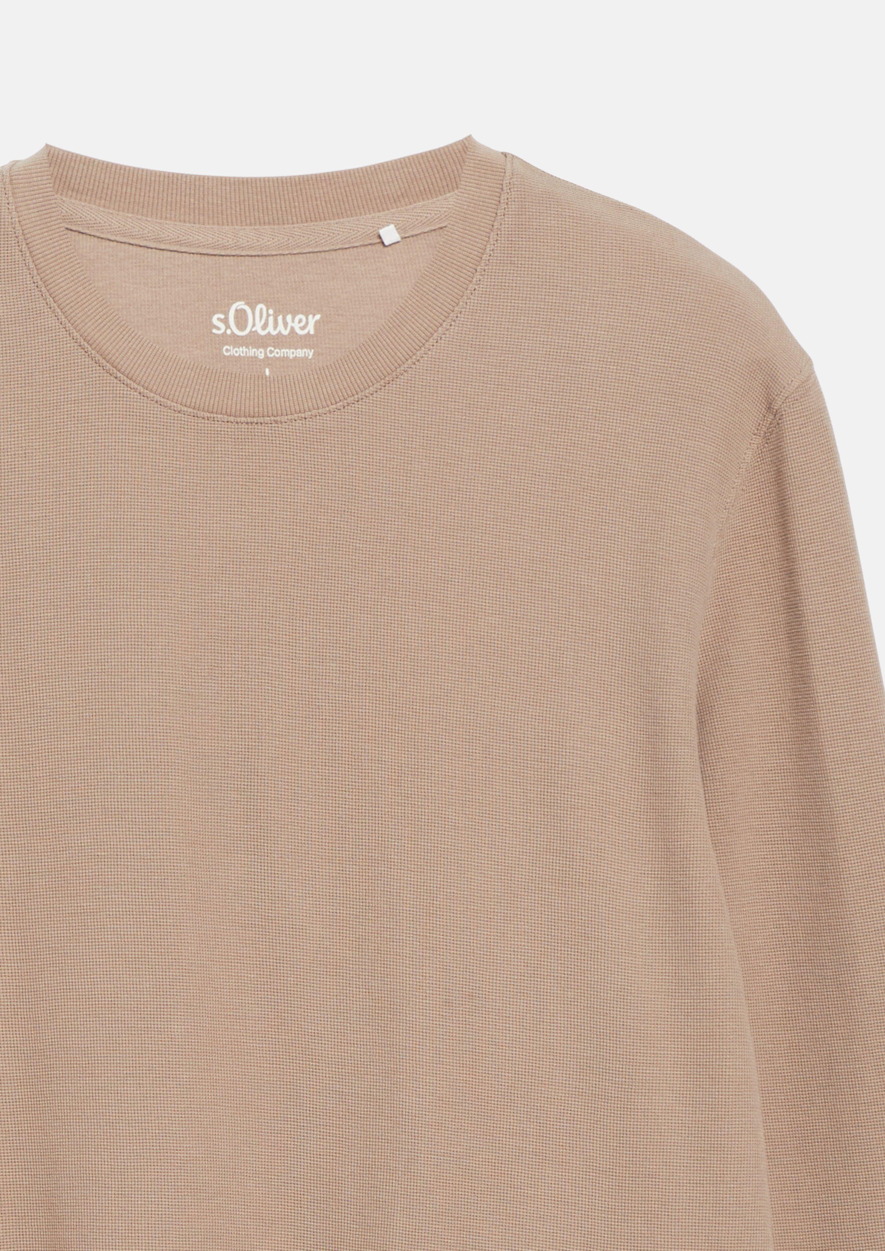 Hommes T-shirt à manches longues en jersey gaufré en brun de s.Oliver