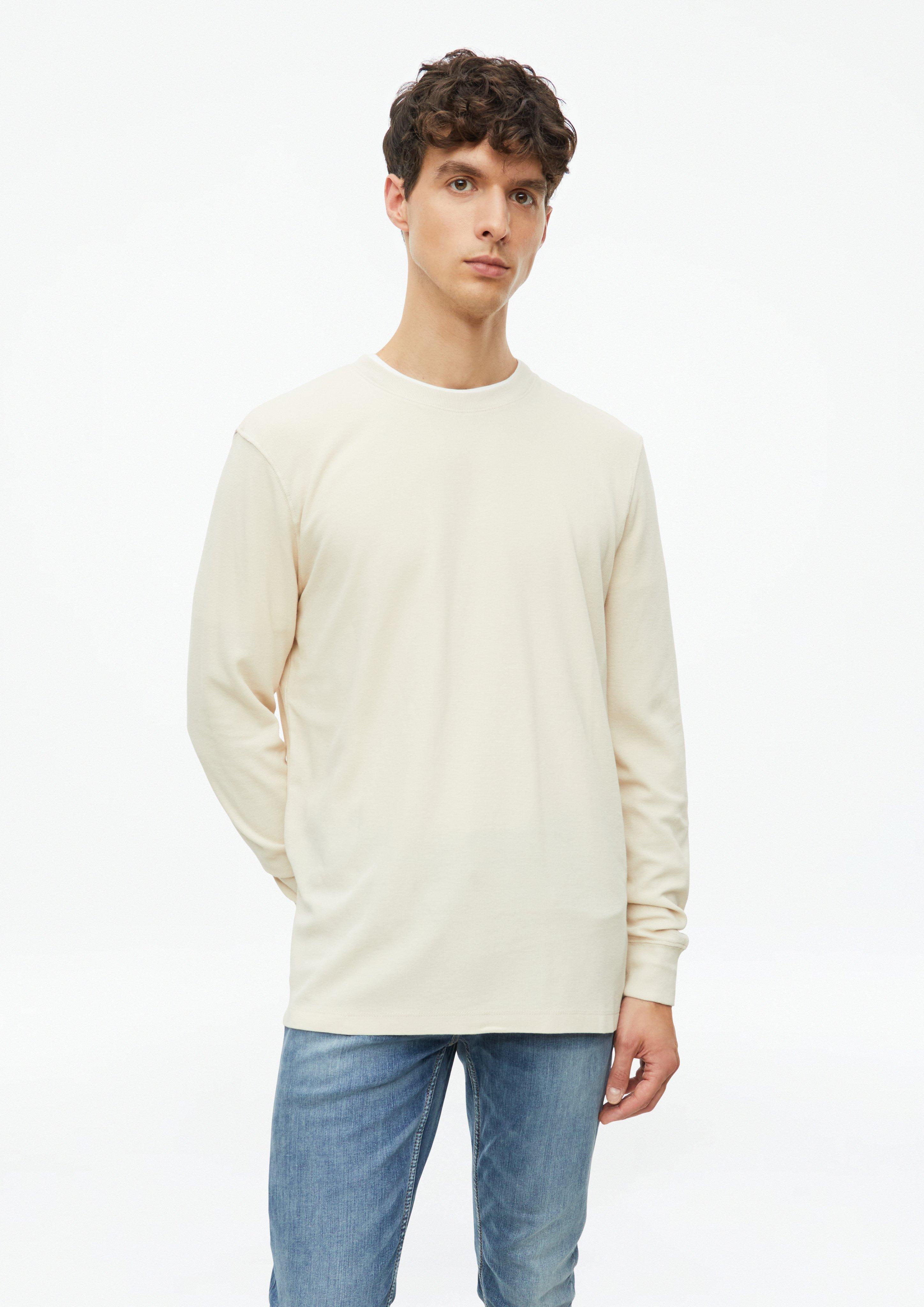 T-shirt met lange mouwen van wafeljersey in beige van s.Oliver