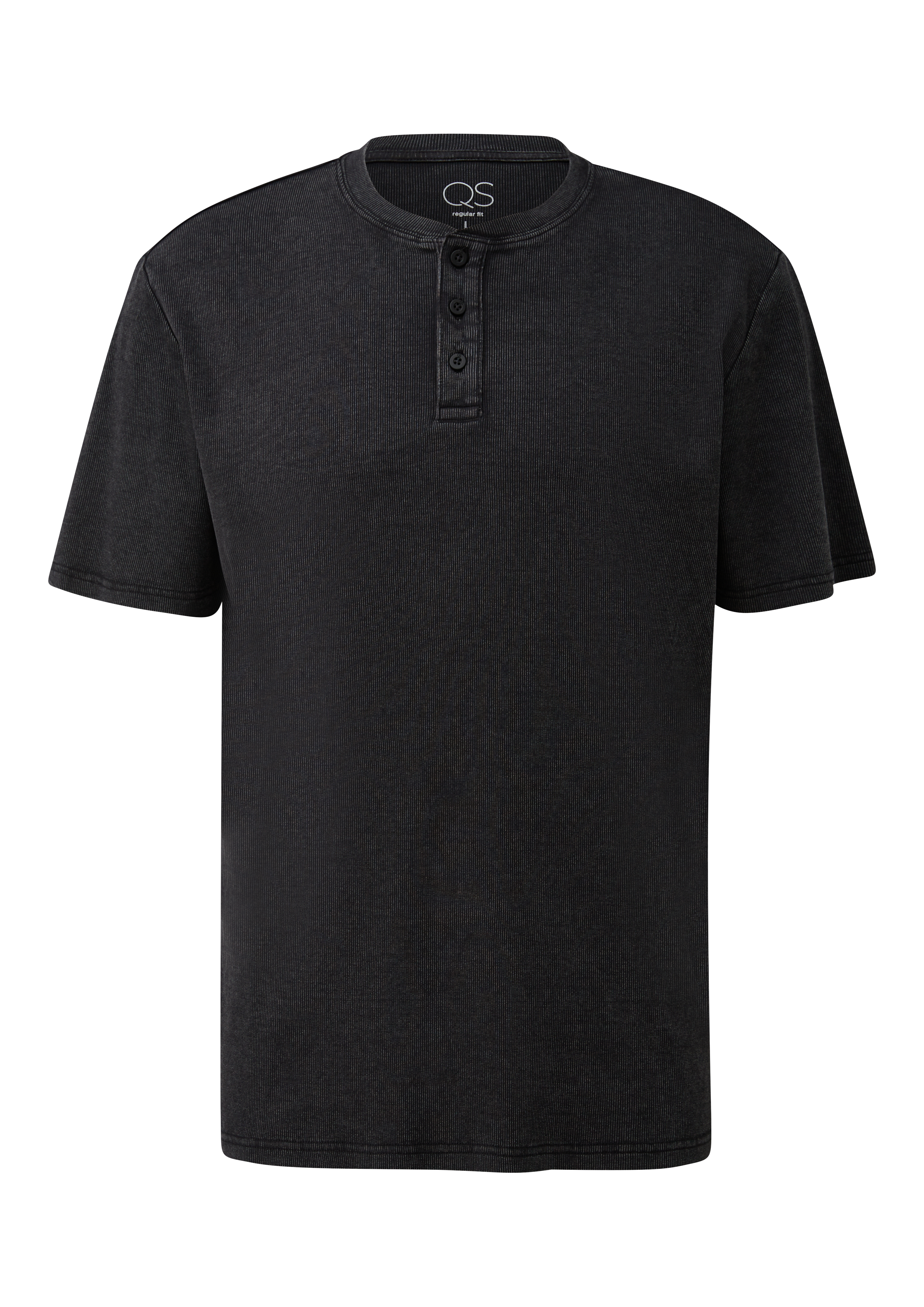 Gewassen henley met geribde textuur