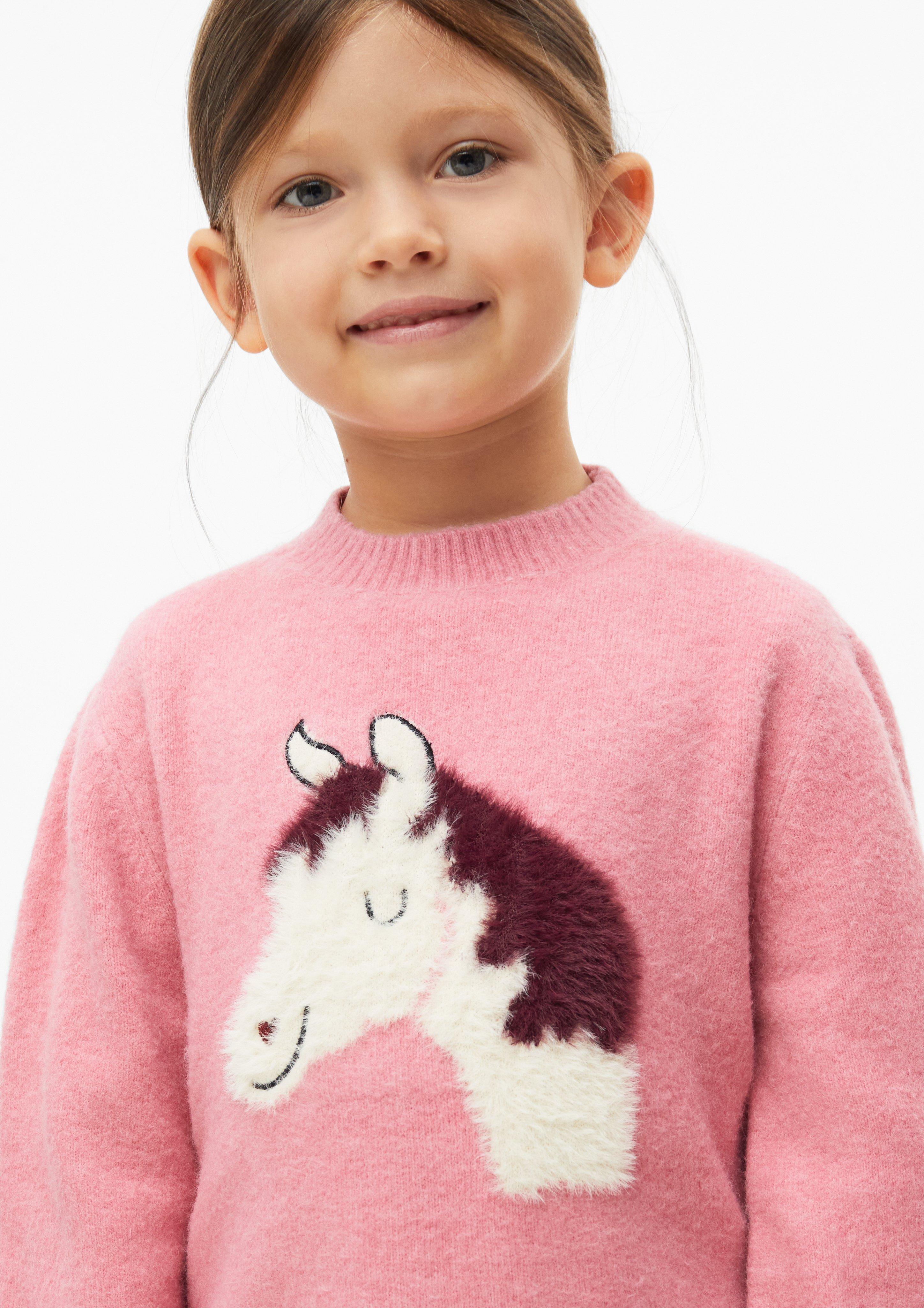 Junior Pull en maille douillet, coupe ample, avec motif cheval en rose de s.Oliver