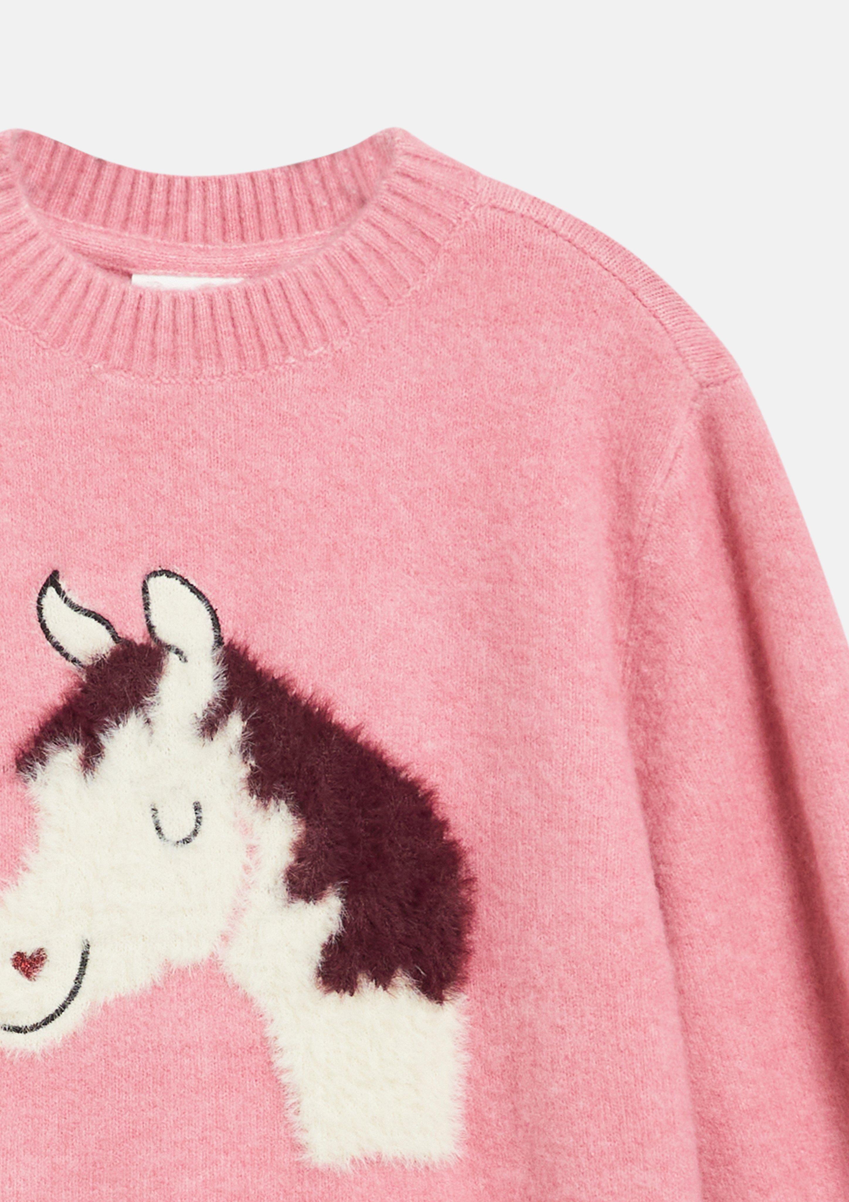 Junior Pull en maille douillet, coupe ample, avec motif cheval en rose de s.Oliver