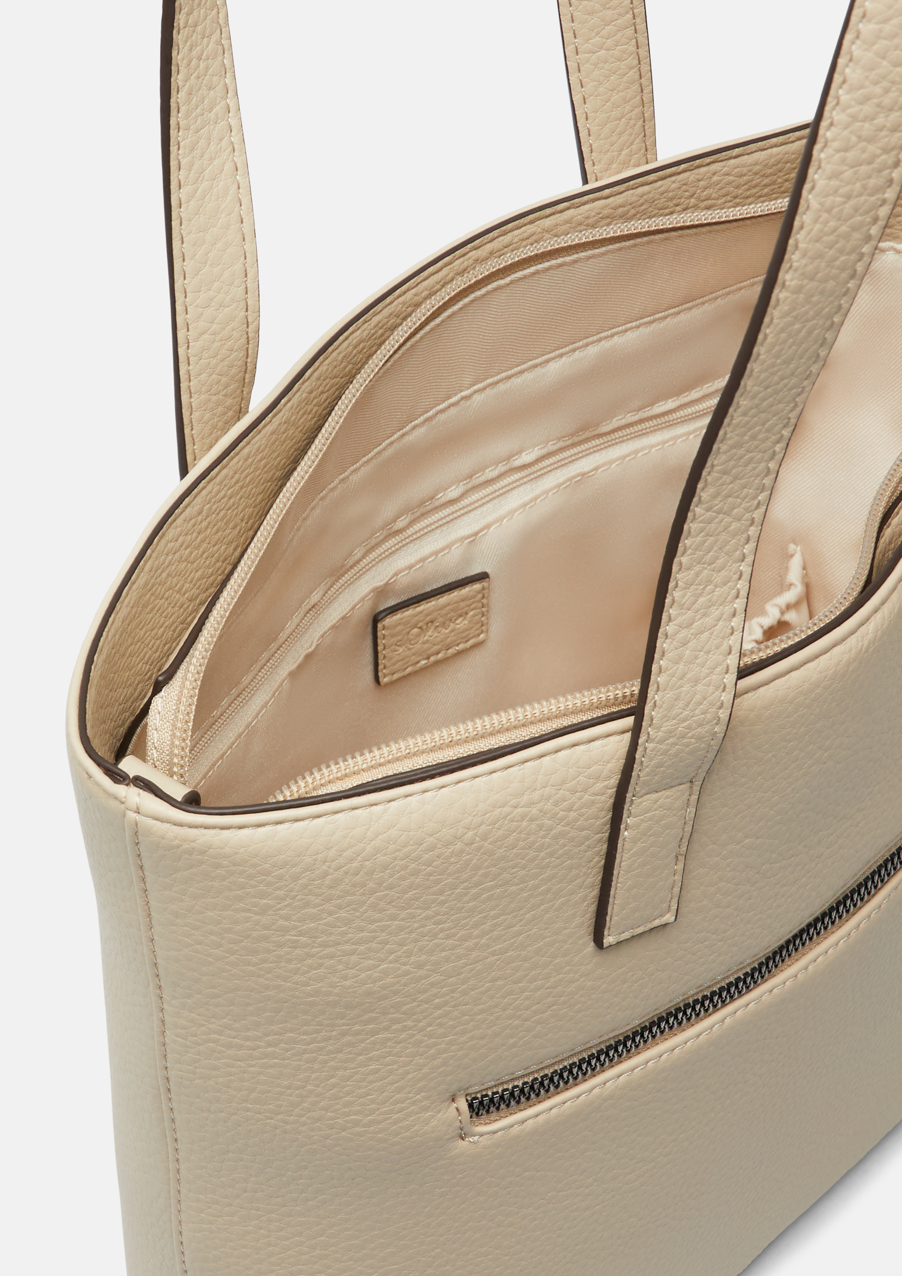 Femmes Sac avec bandoulière amovible et plaque à logo en beige de s.Oliver