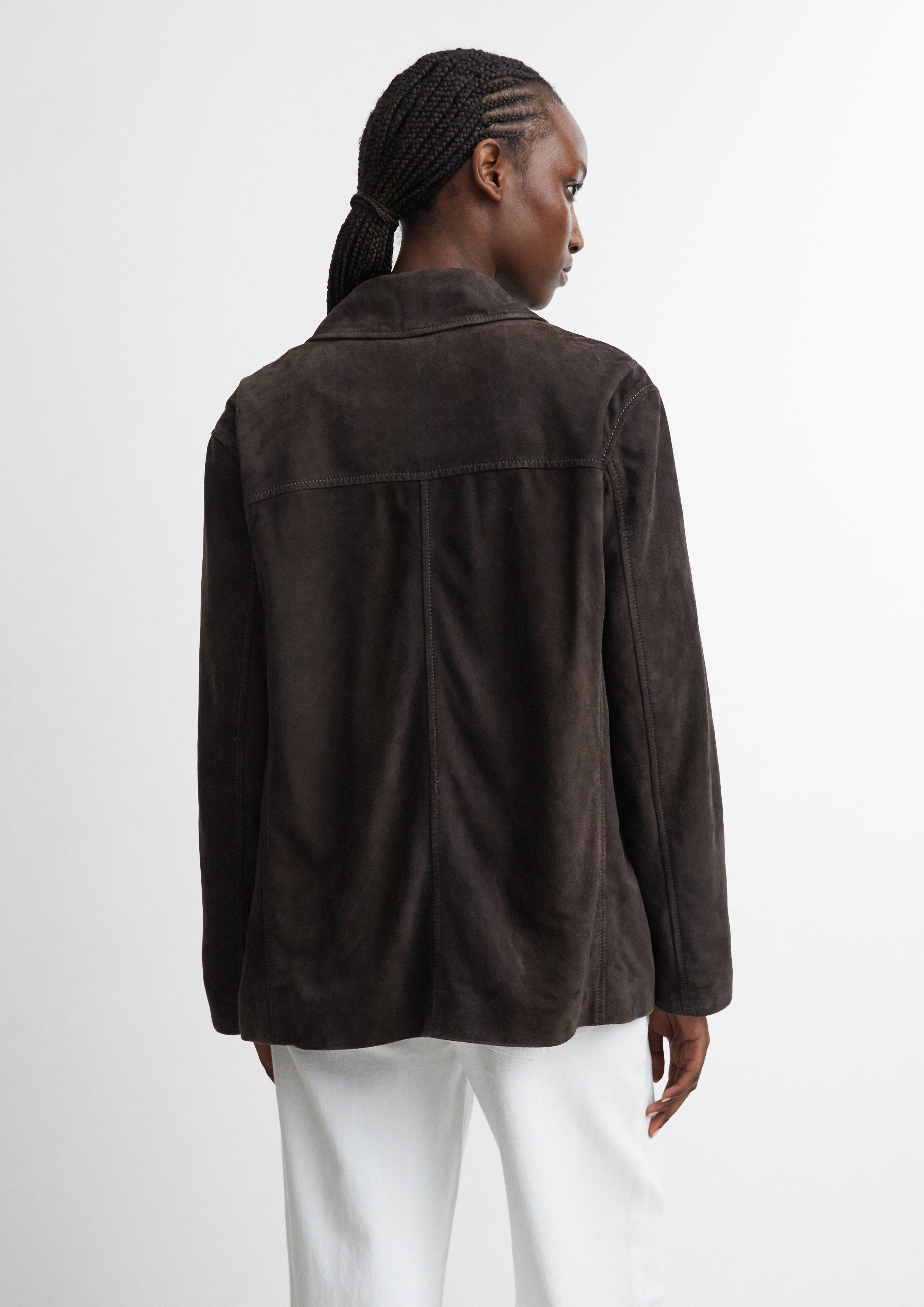 Veste-chemise en cuir velours en brun de COMMA
