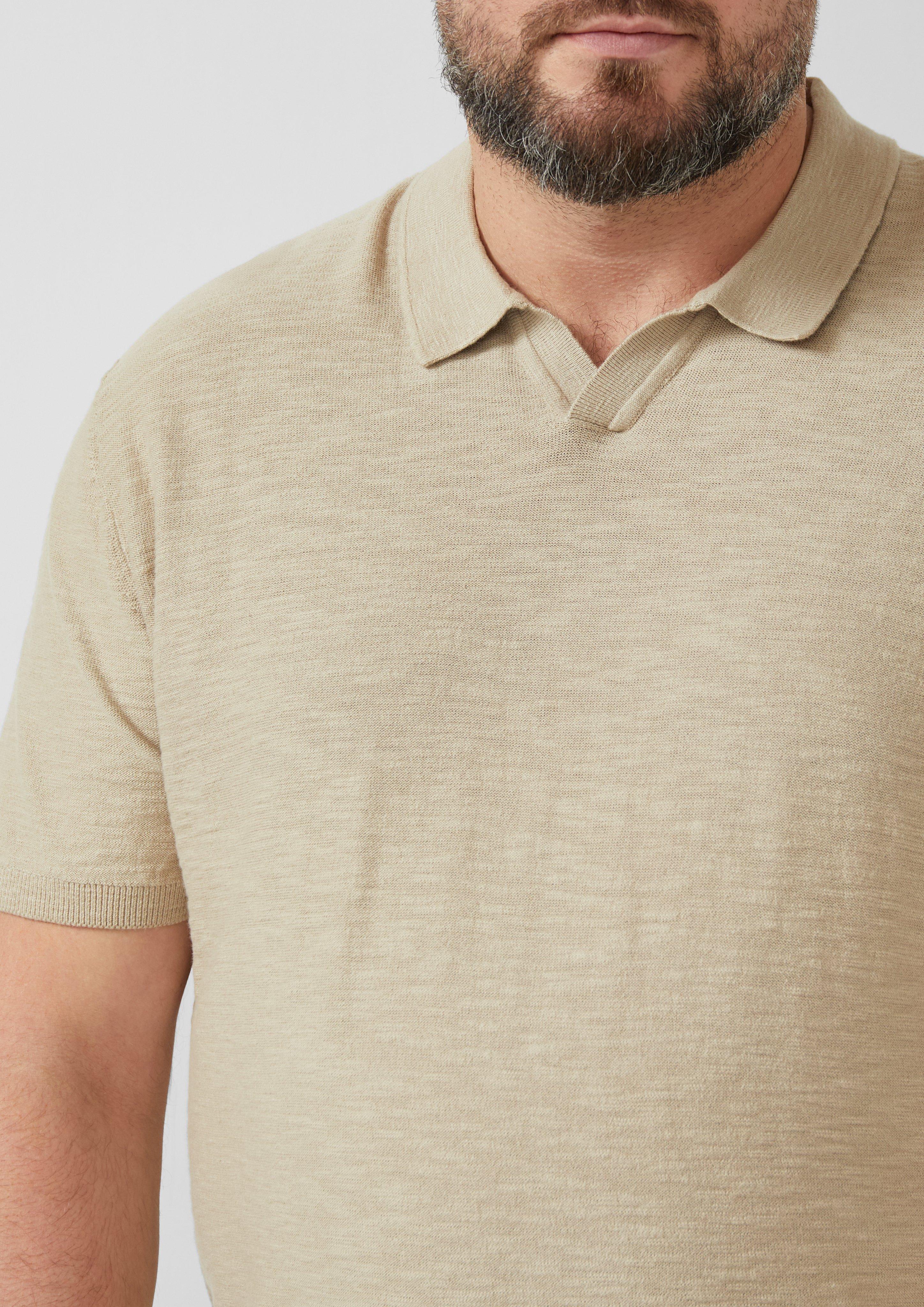 Strick-Poloshirt in Flammgarnstruktur