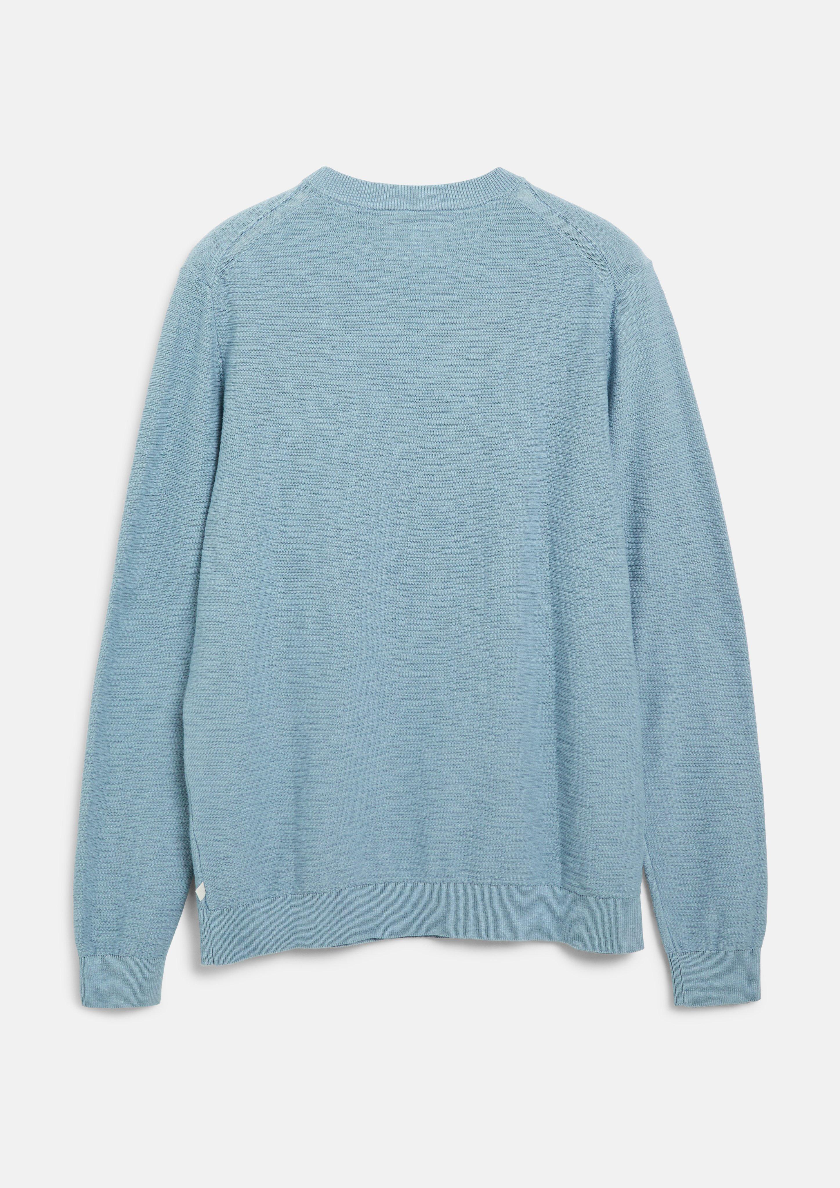 Herren Baumwollpullover mit Flammgarnstruktur in blau von s.Oliver