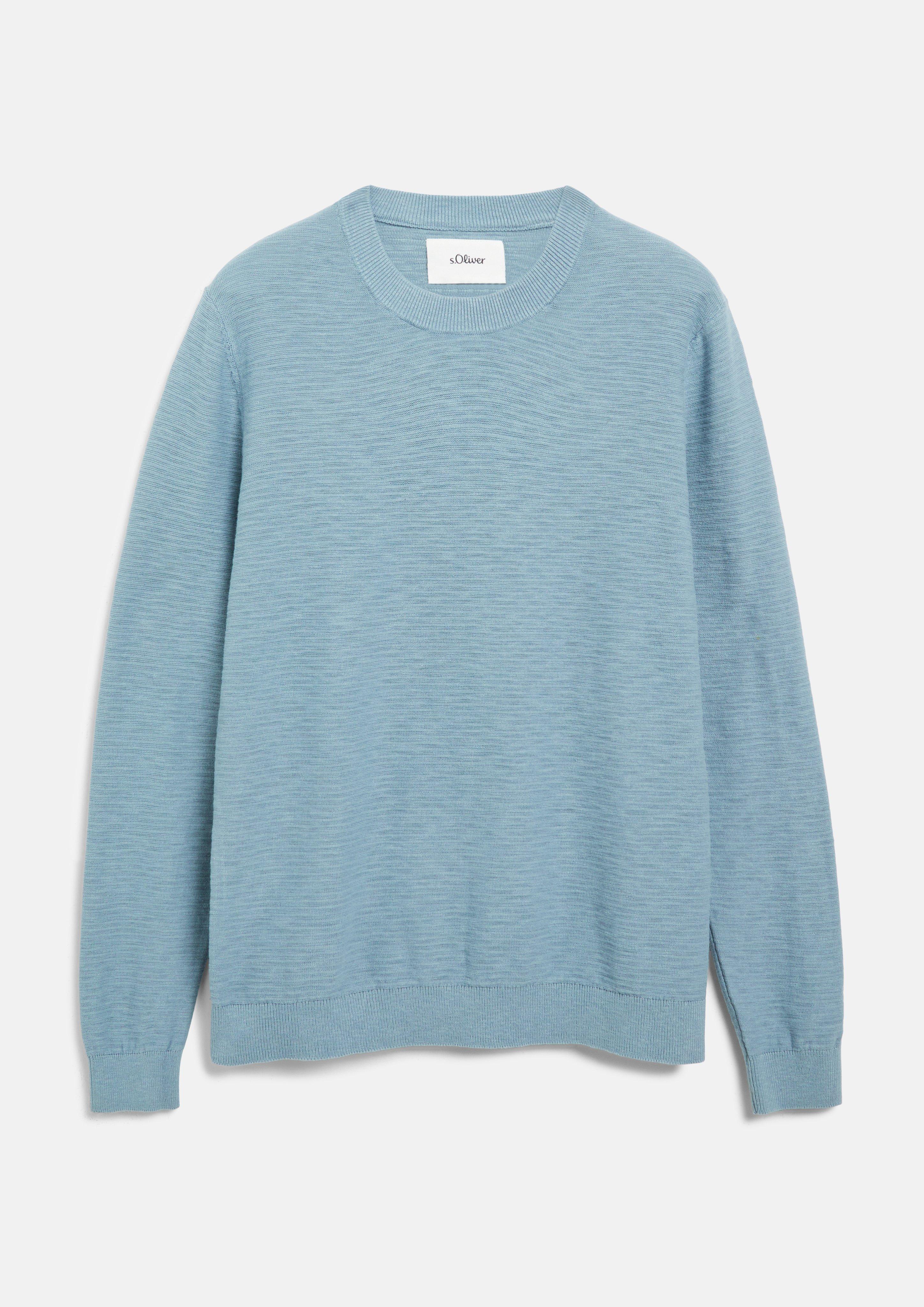 Baumwollpullover mit Flammgarnstruktur in Farbe blau von s.Oliver