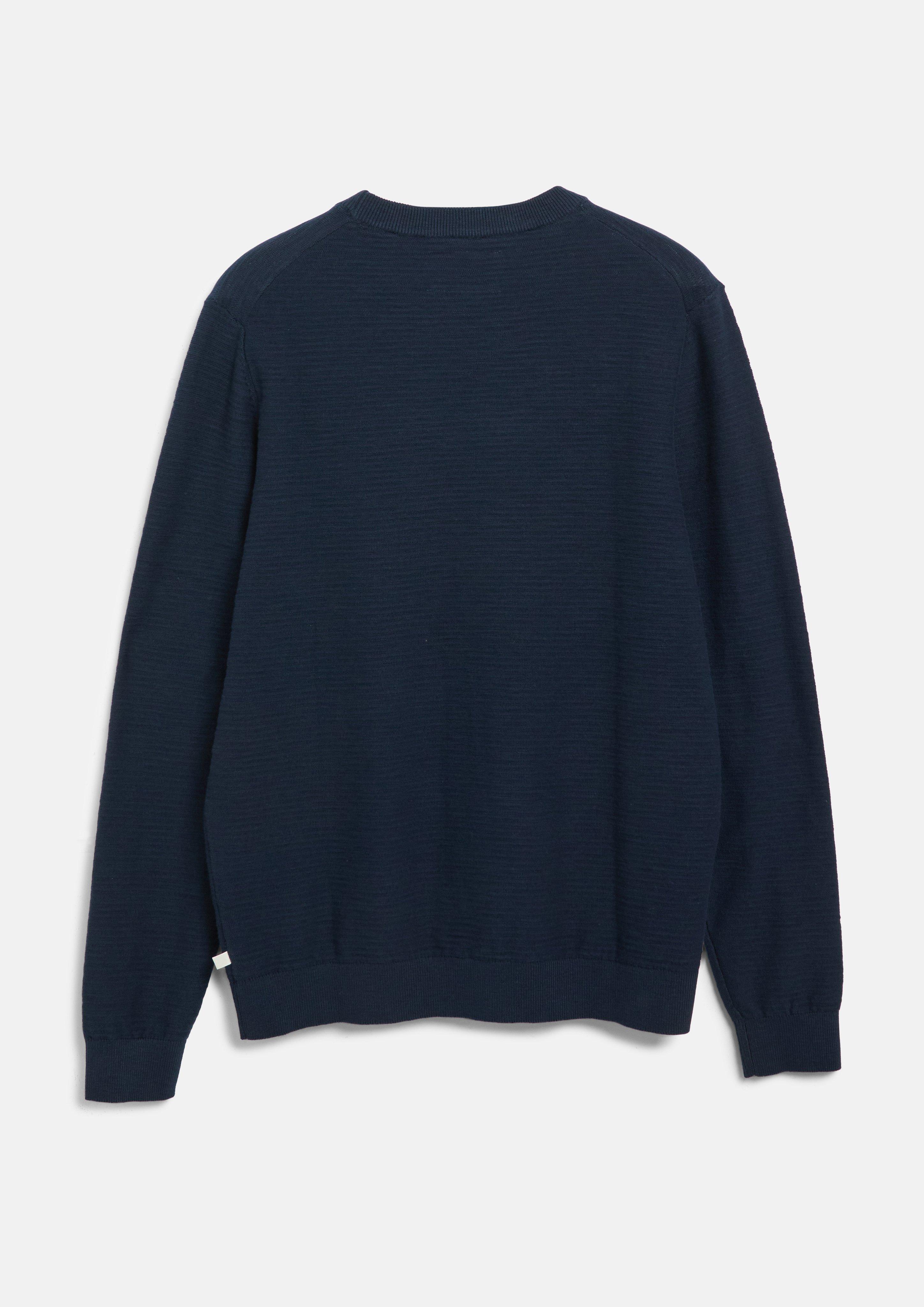 Herren Baumwollpullover mit Flammgarnstruktur in blau von s.Oliver