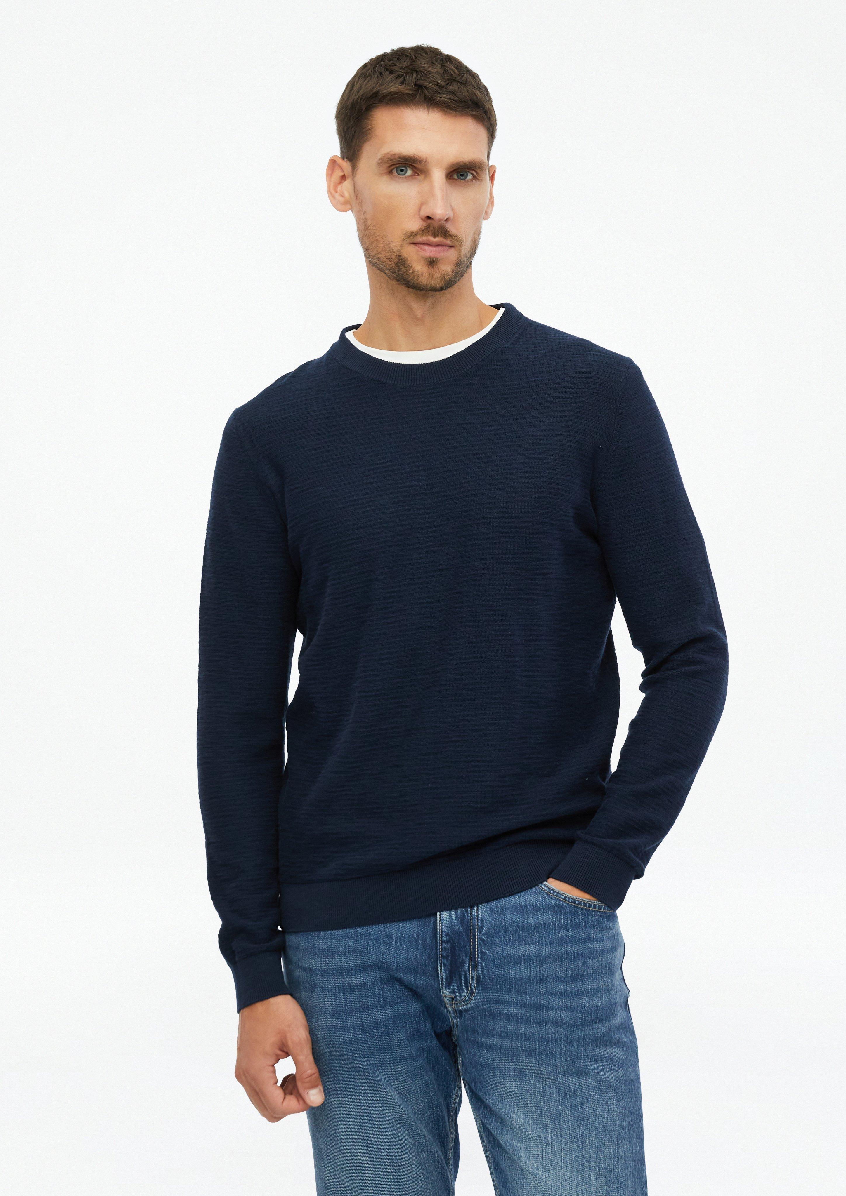 Pull en coton à effet flammé en bleu marine de s.Oliver