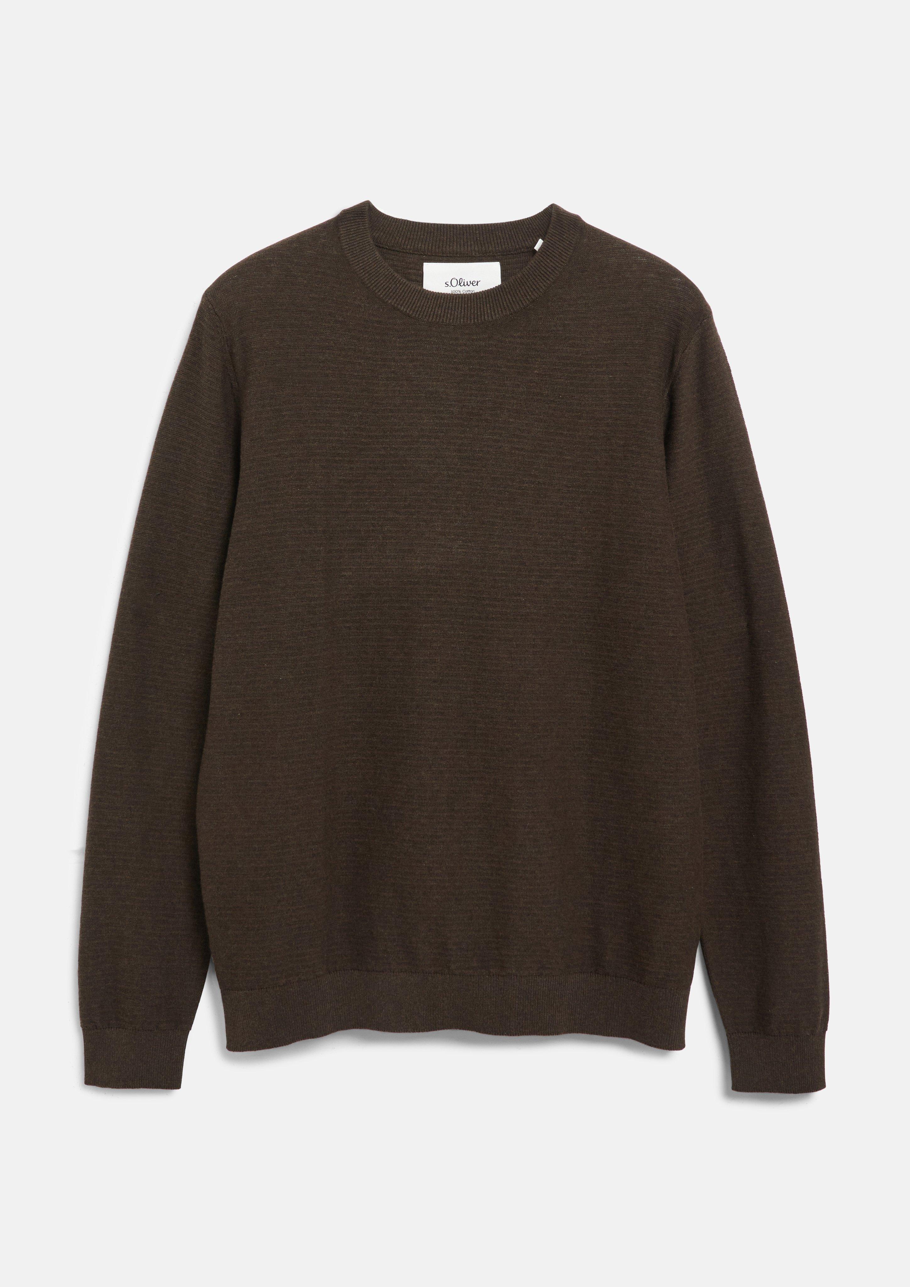 Pull en coton à effet flammé en marron foncé de s.Oliver