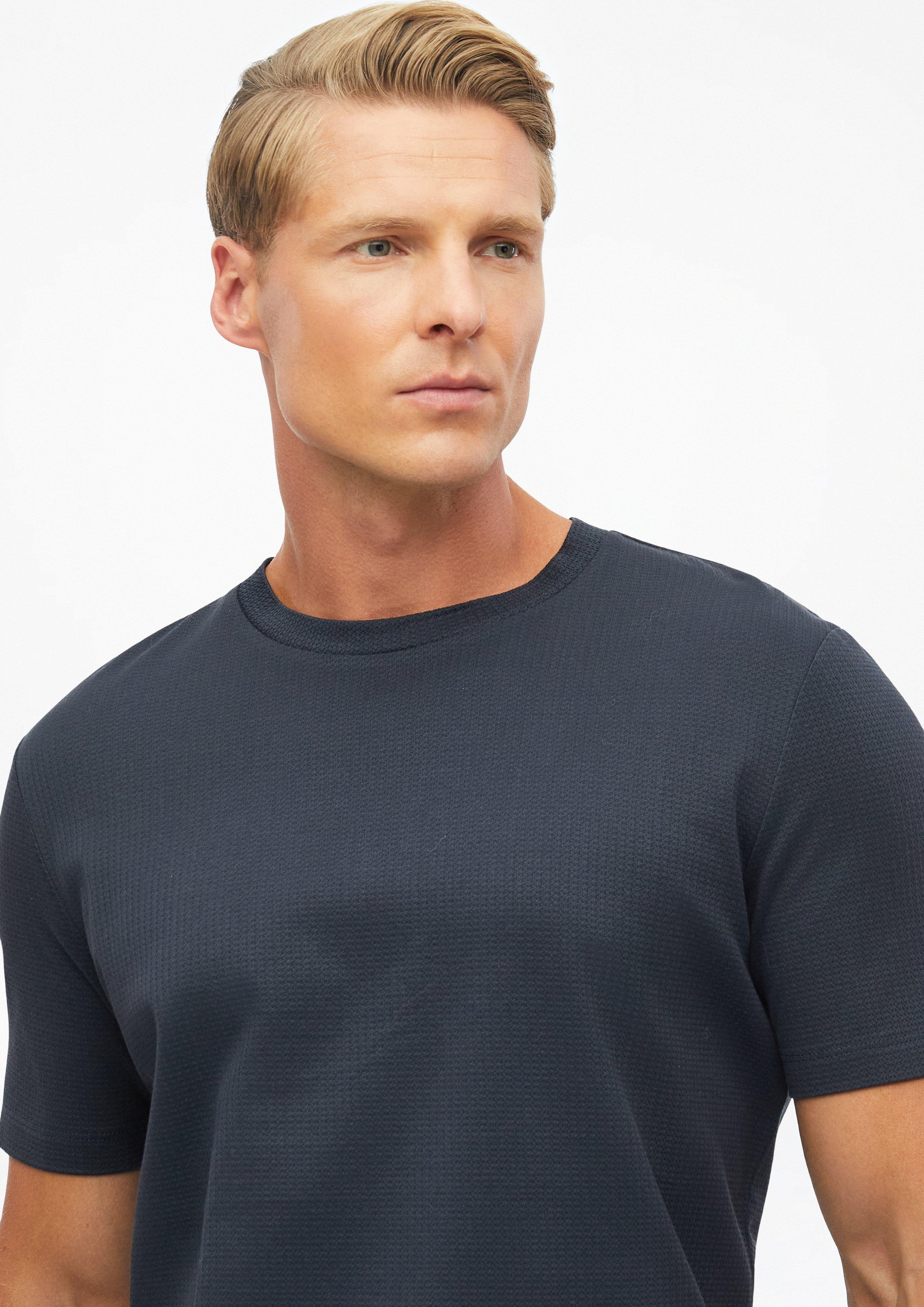 Mężczyźni T-shirt z merceryzowanej bawełny żakardowej w kolorze niebieski od s.Oliver BLACK LABEL