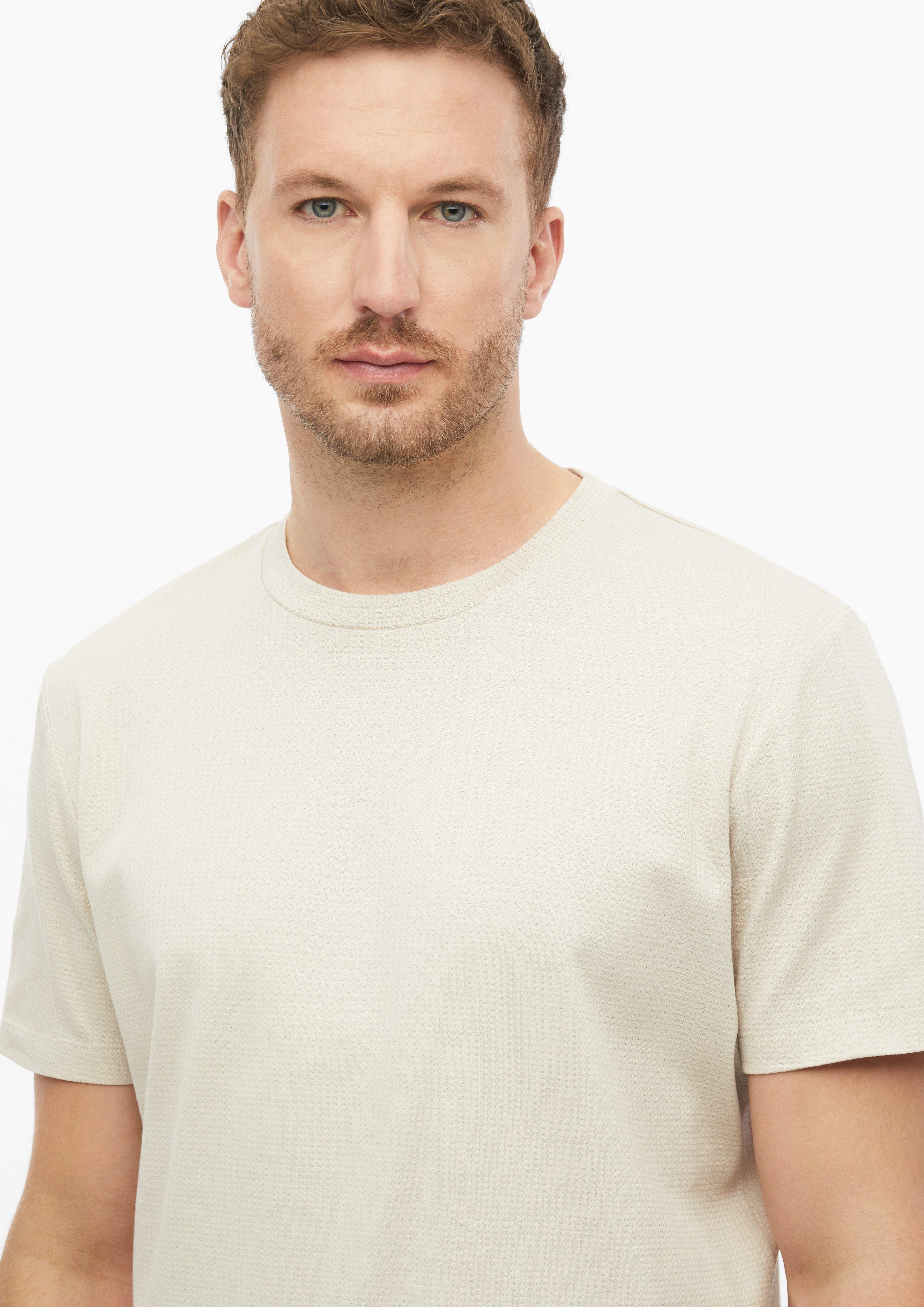 Heren T-shirt van gemerceriseerd katoen-jacquard in beige van s.Oliver BLACK LABEL