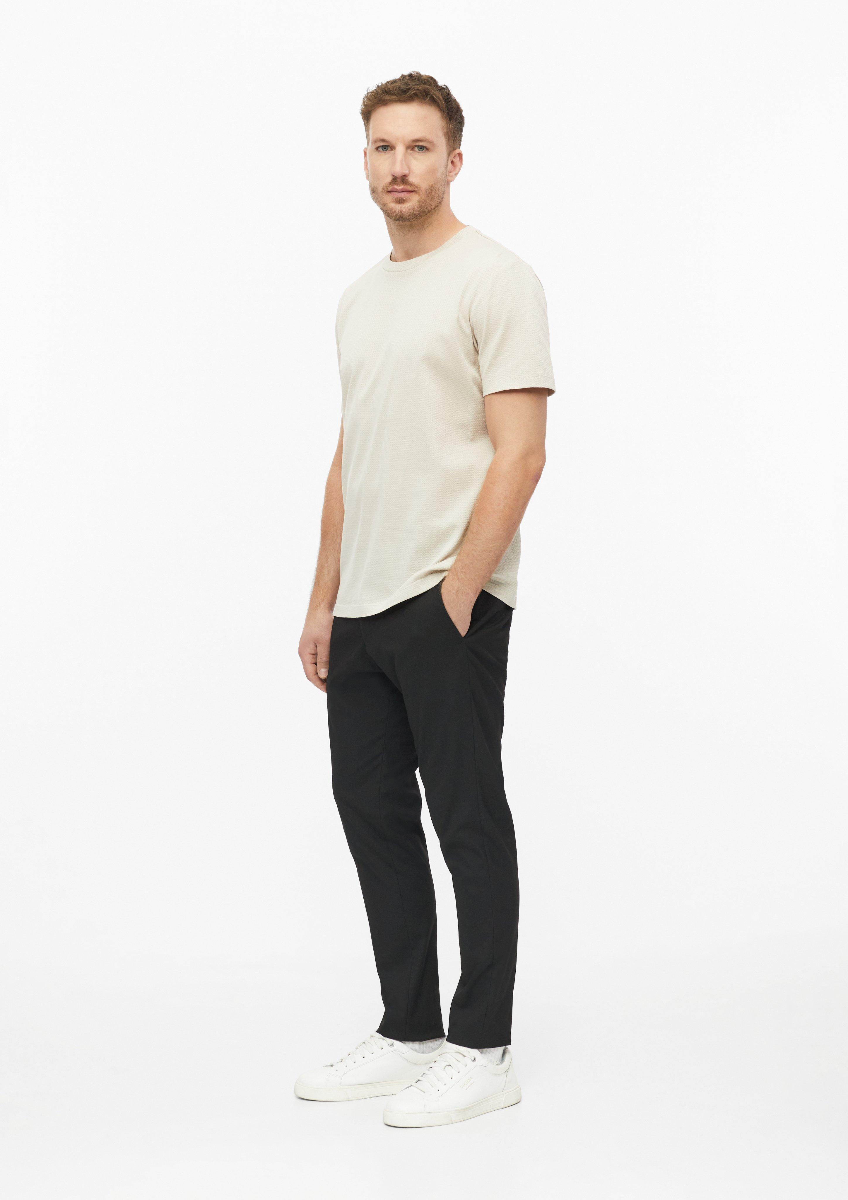 Heren T-shirt van gemerceriseerd katoen-jacquard in beige van s.Oliver BLACK LABEL
