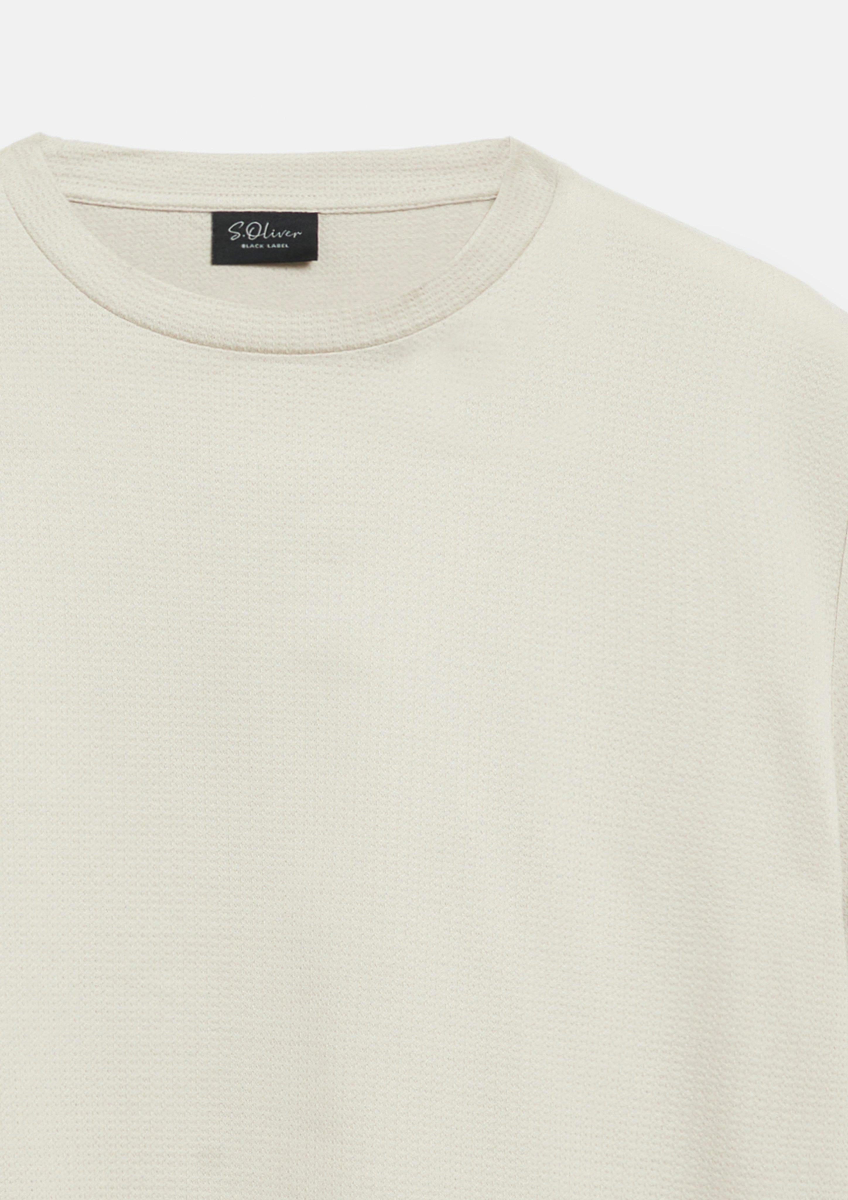 Heren T-shirt van gemerceriseerd katoen-jacquard in beige van s.Oliver BLACK LABEL