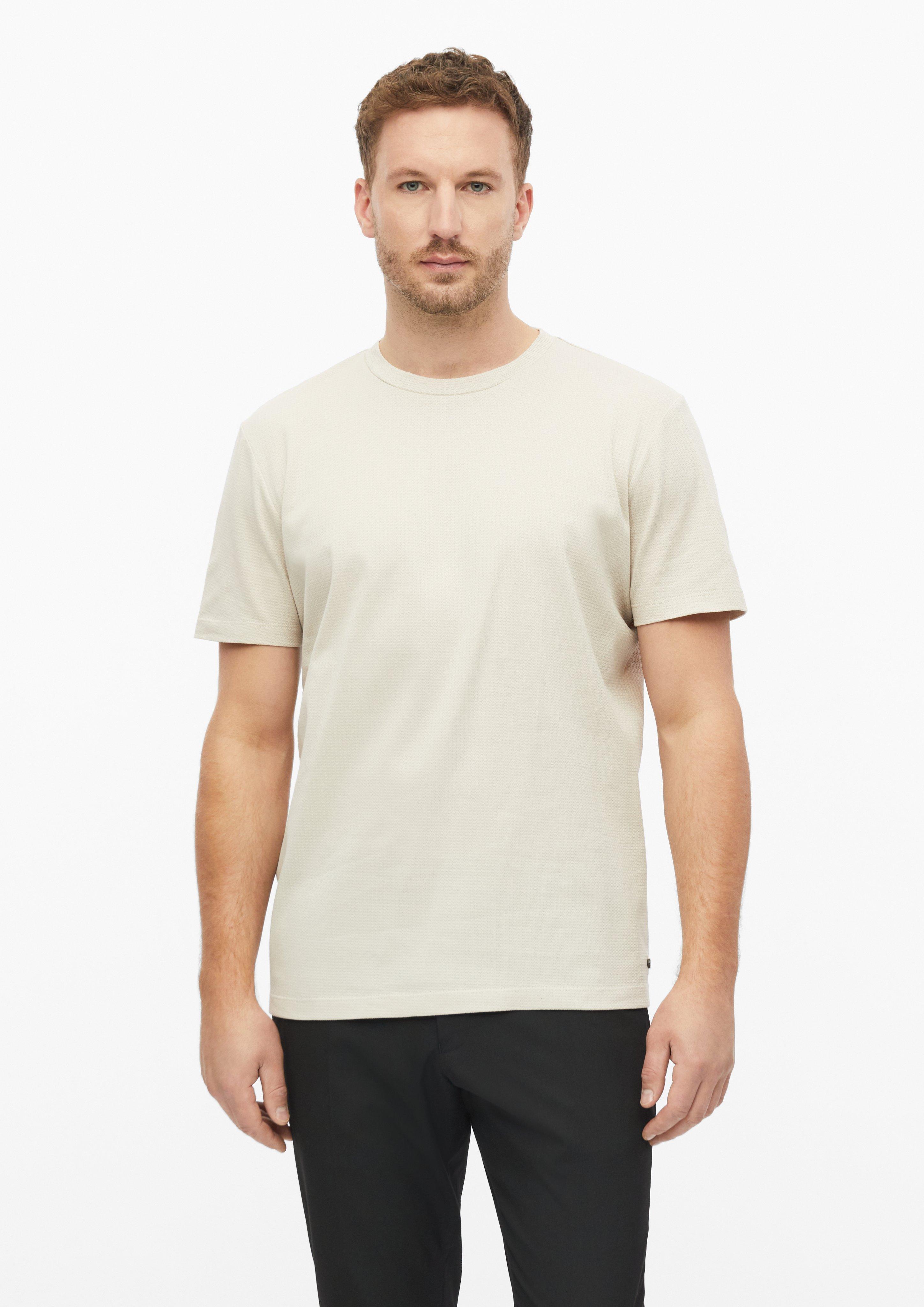 T-shirt van gemerceriseerd katoen-jacquard in beige van s.Oliver BLACK LABEL