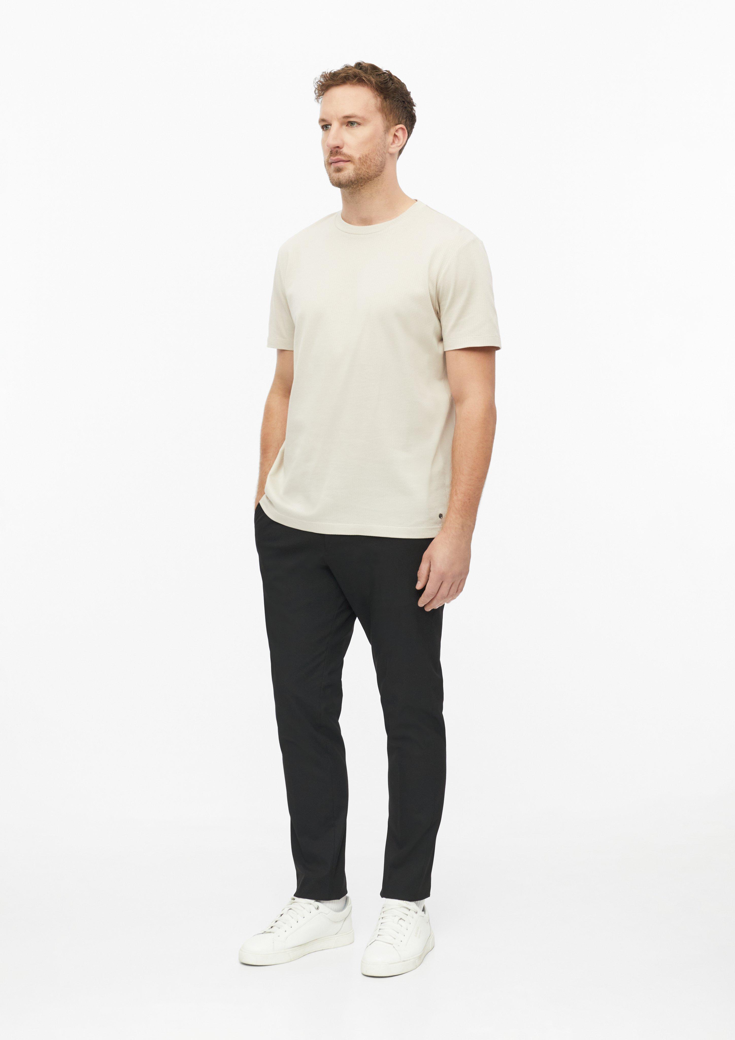 Heren T-shirt van gemerceriseerd katoen-jacquard in beige van s.Oliver BLACK LABEL