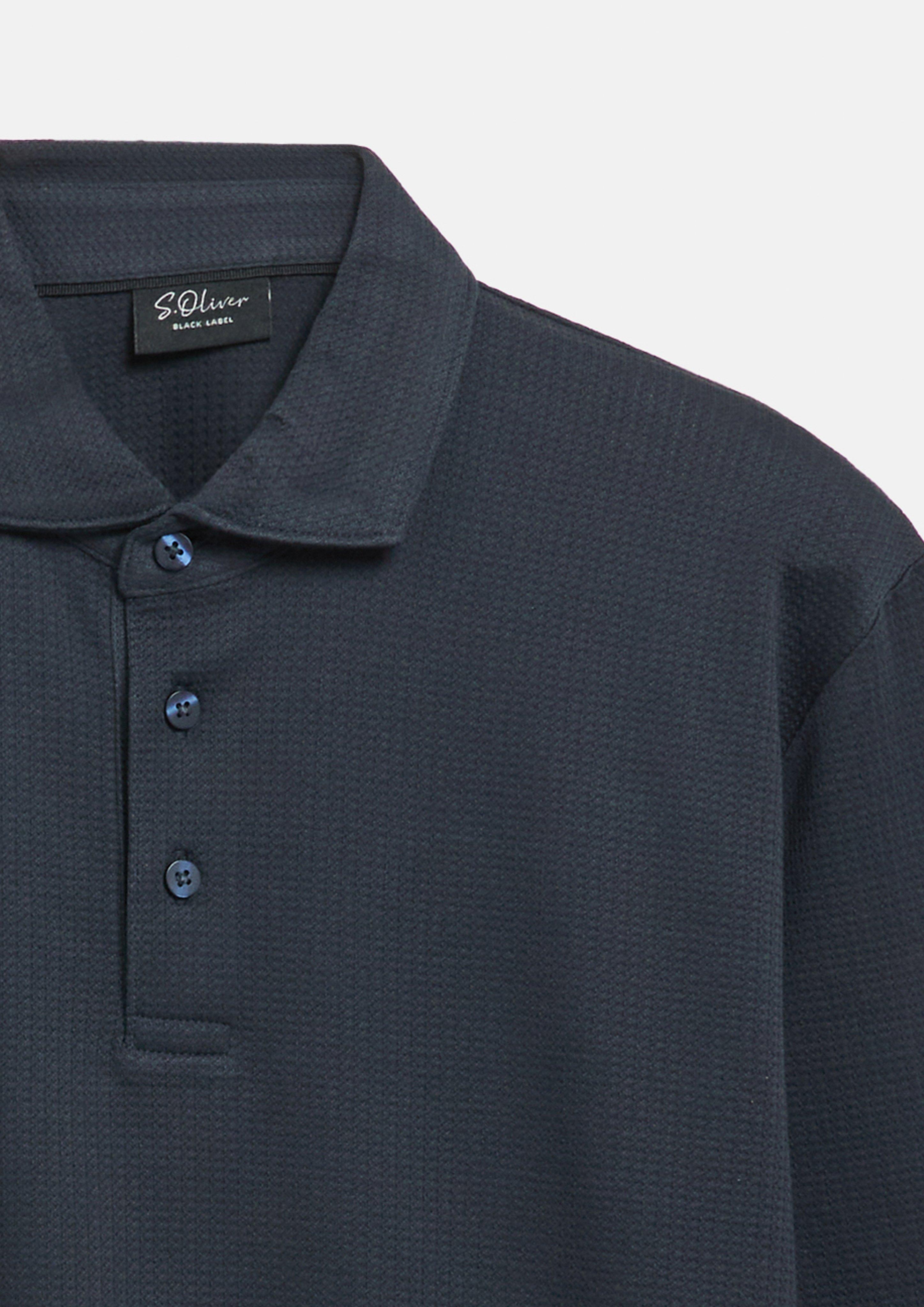 Herren Poloshirt aus merzerisiertem Baumwoll-Jacquard in blau von s.Oliver BLACK LABEL