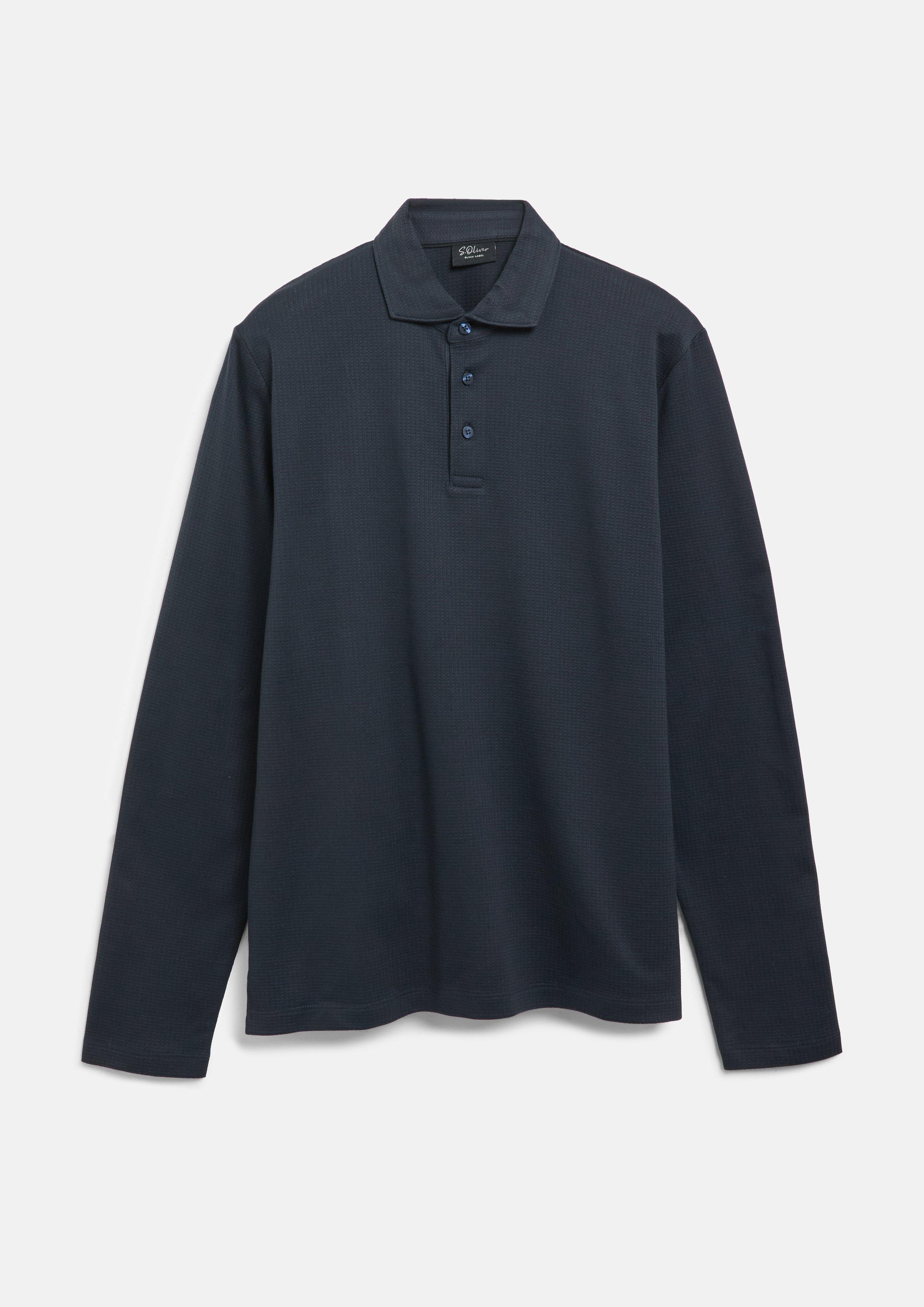 Polo en jacquard de coton mercerisé en bleu marine de s.Oliver BLACK LABEL