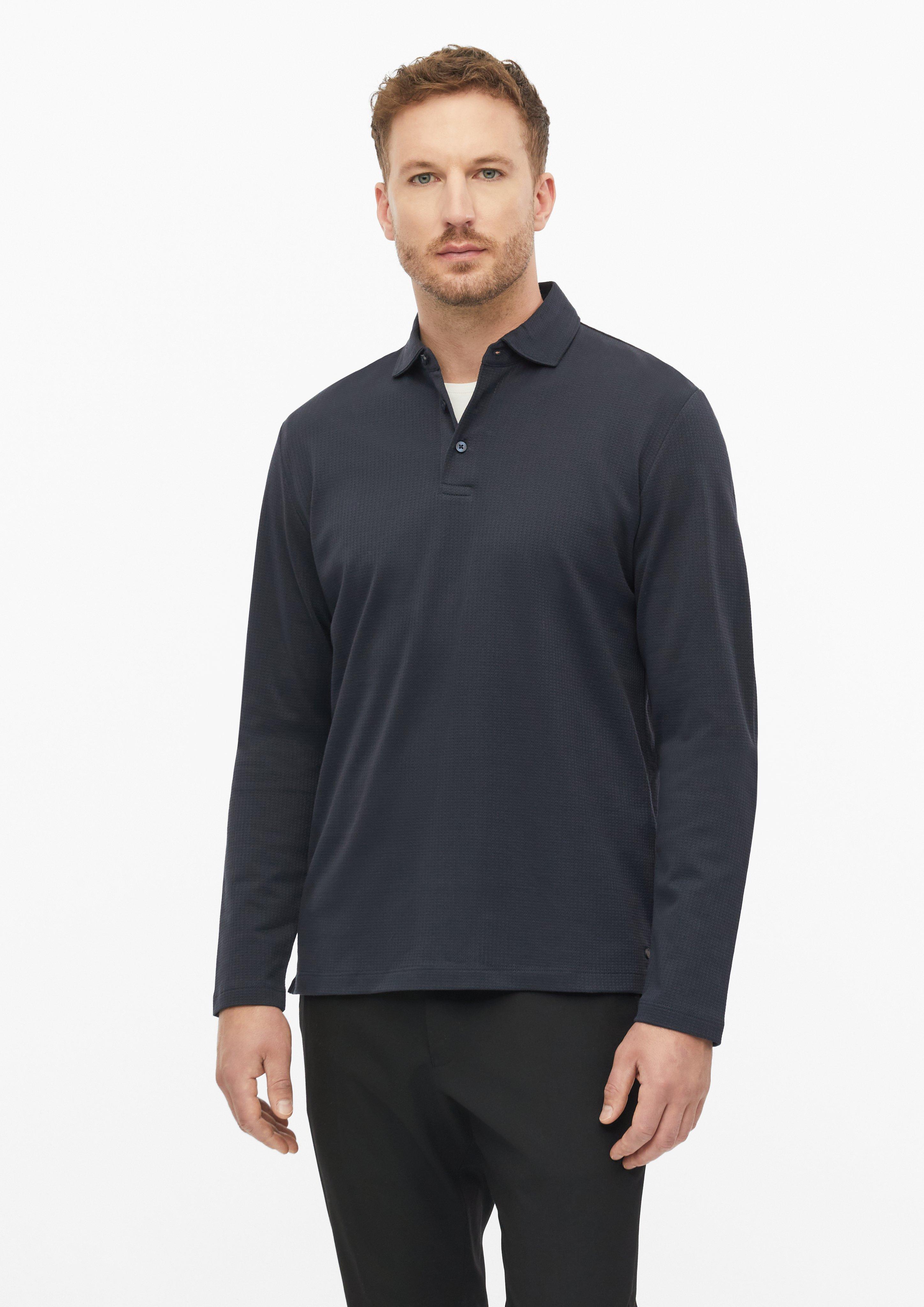 Poloshirt aus merzerisiertem Baumwoll-Jacquard in Farbe navy von s.Oliver BLACK LABEL