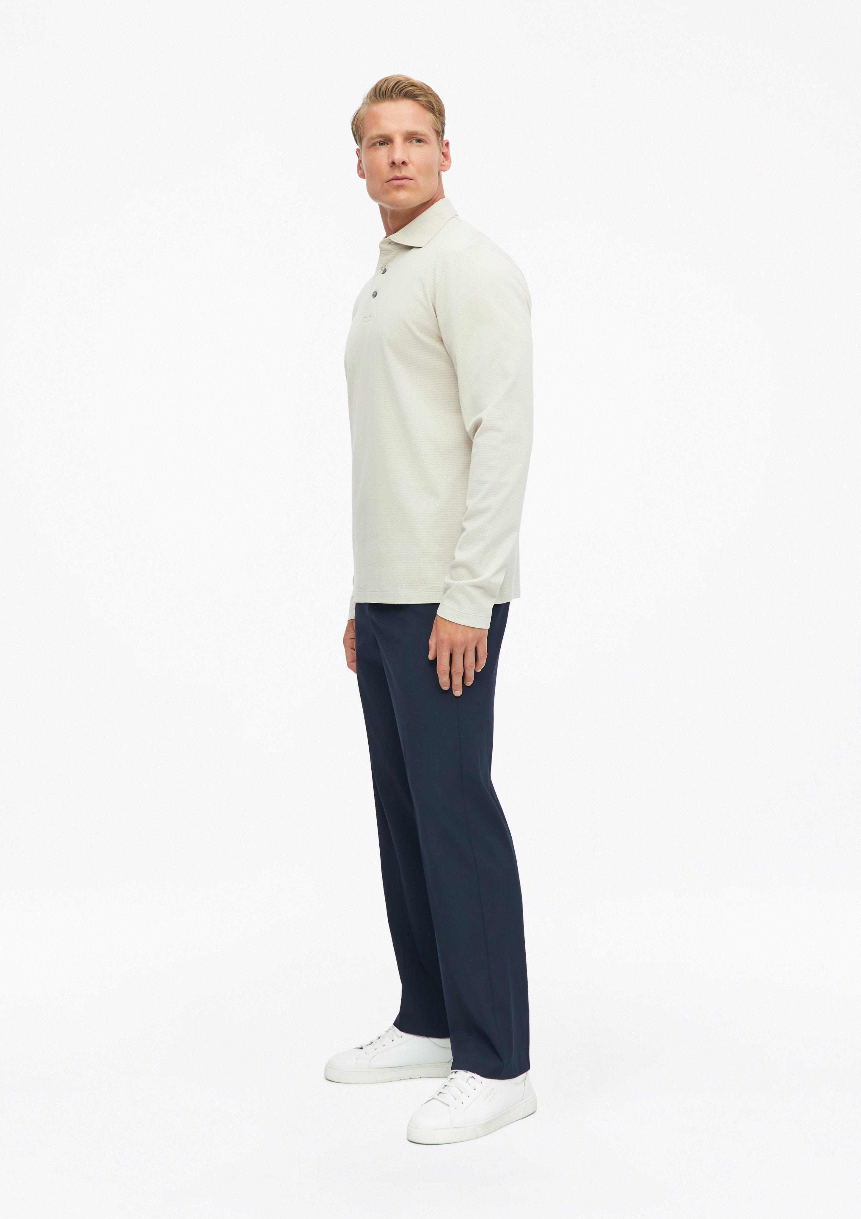 Hommes Polo en jacquard de coton mercerisé en beige de s.Oliver BLACK LABEL