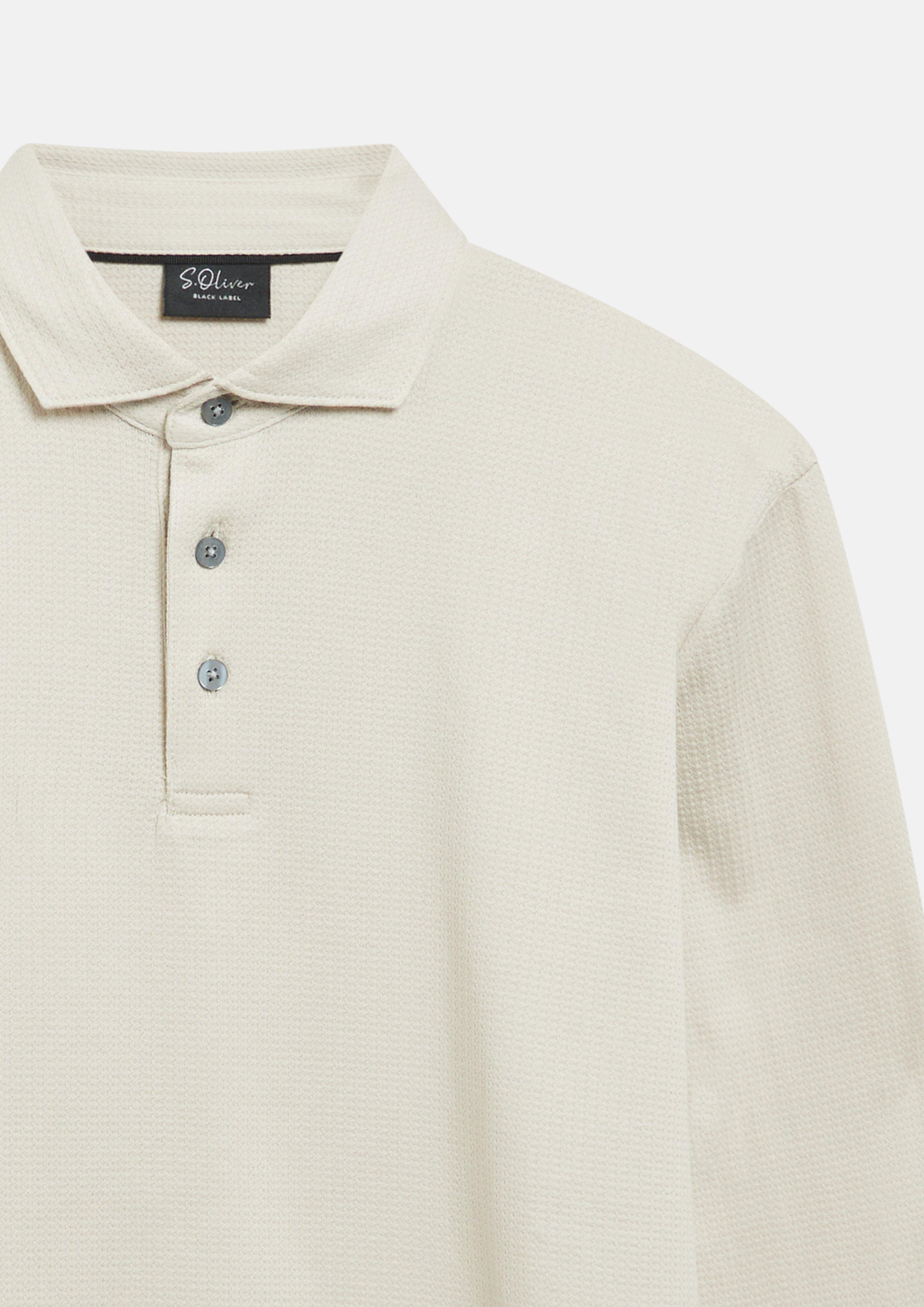 Hommes Polo en jacquard de coton mercerisé en beige de s.Oliver BLACK LABEL