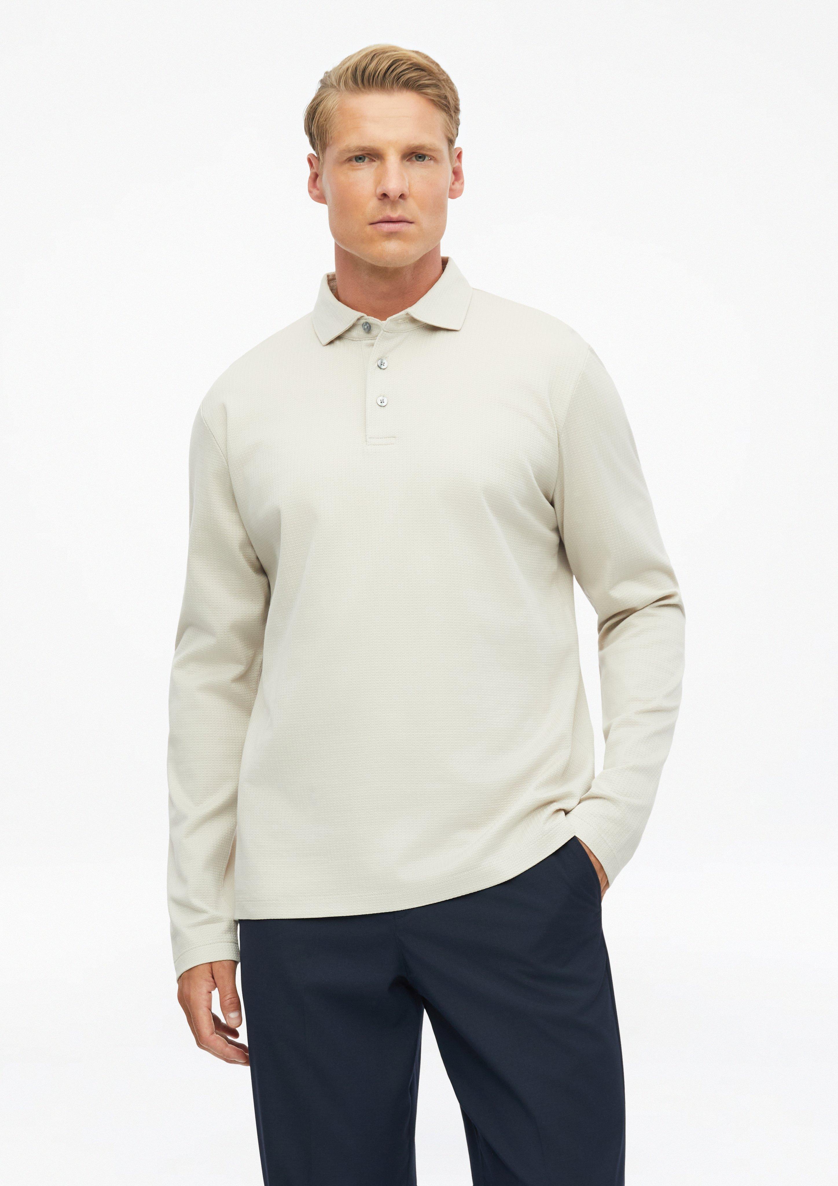 Polo shirt made of mercerized cotton jacquard in beige by s.Oliver BLACK LABEL