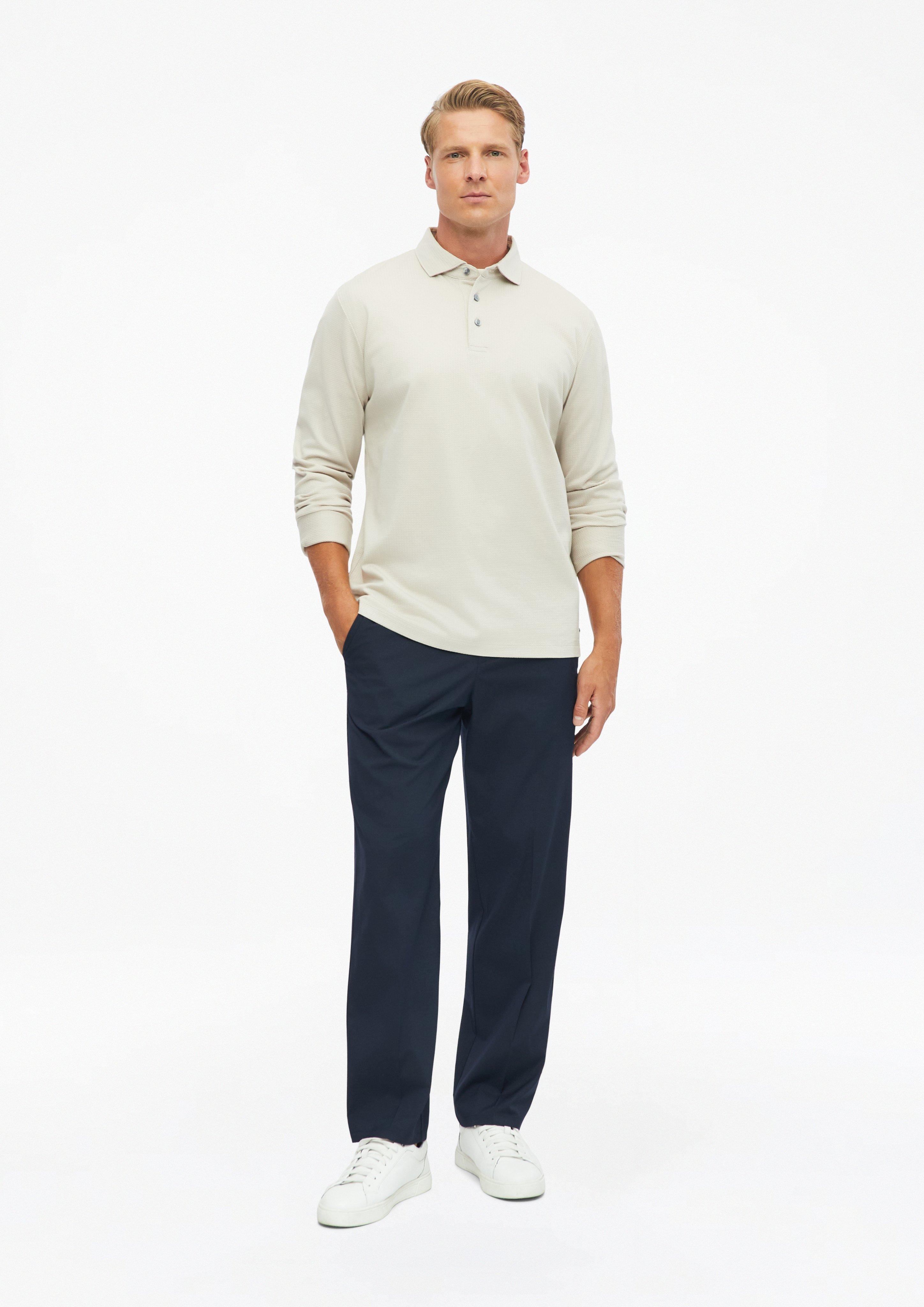 Hommes Polo en jacquard de coton mercerisé en beige de s.Oliver BLACK LABEL