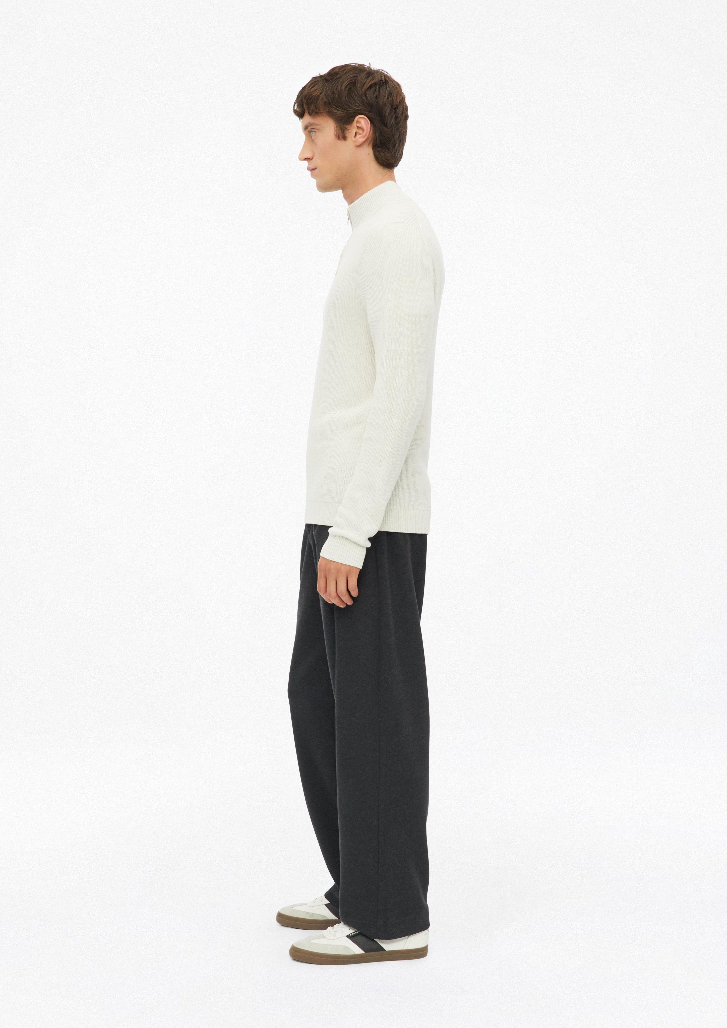 Men Textured knit sweater with a crew neck in cream by s.Oliver