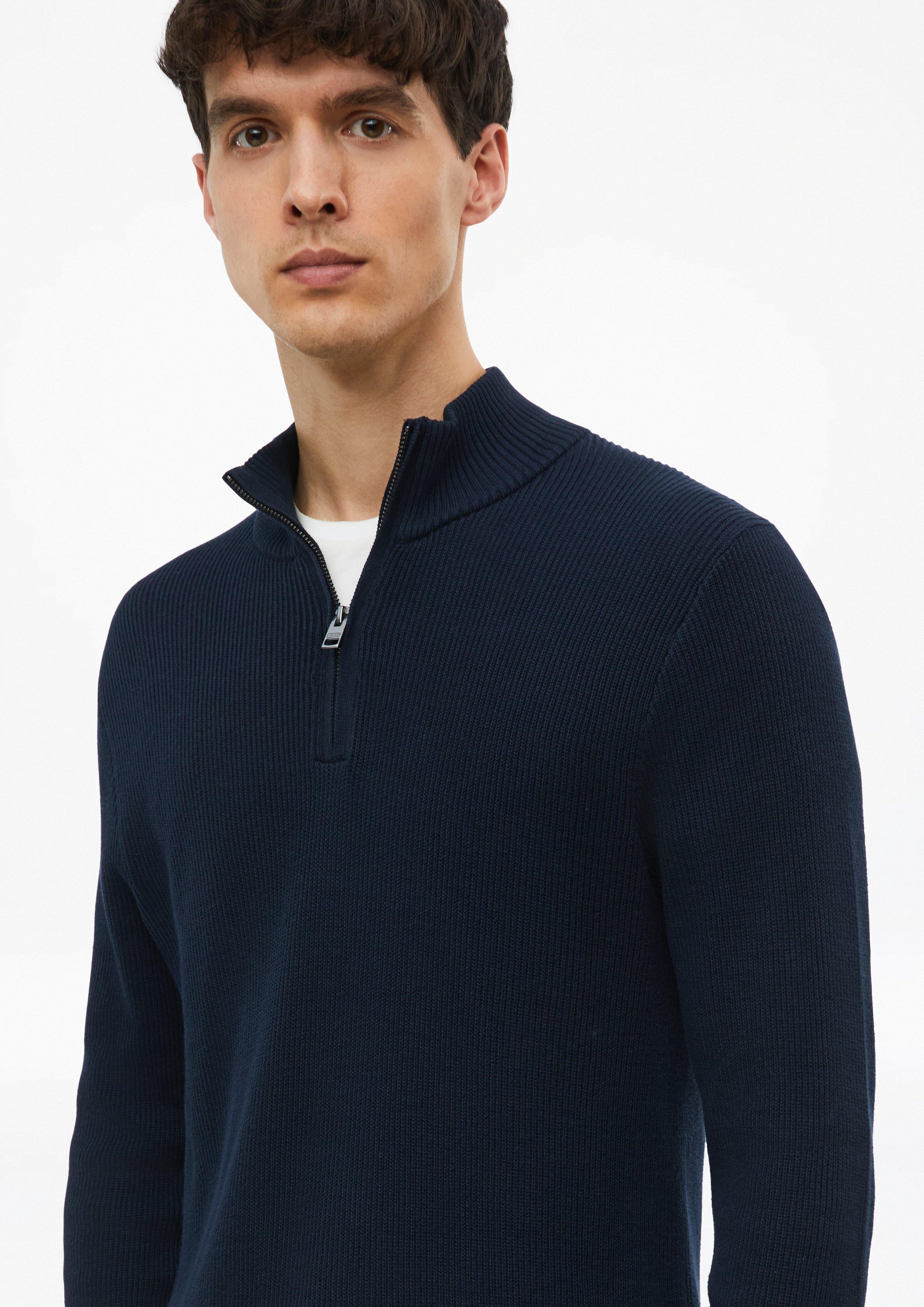 Herren Strukturierter Strickpullover mit Troyer-Kragen in blau von s.Oliver
