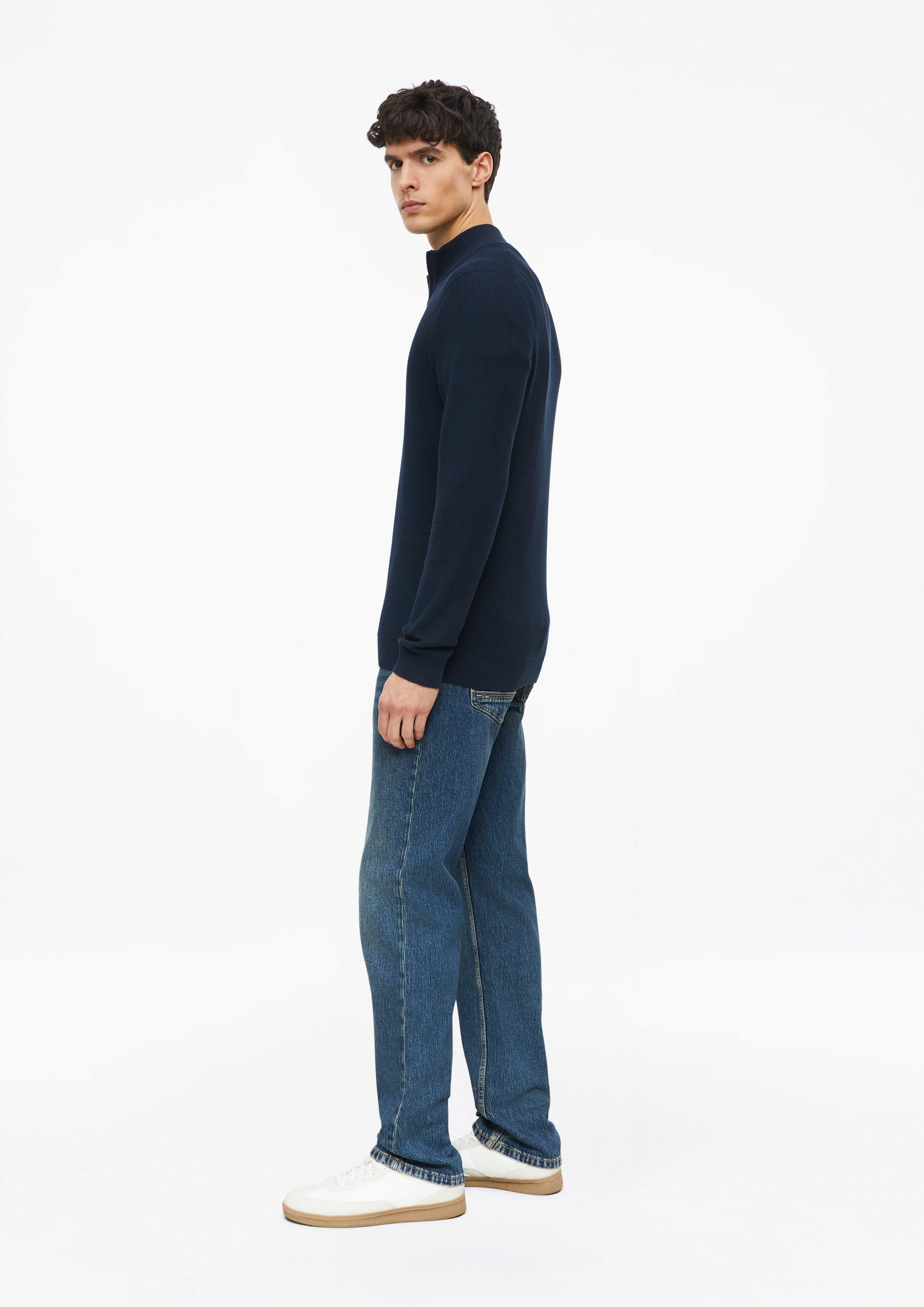 Herren Strukturierter Strickpullover mit Troyer-Kragen in blau von s.Oliver