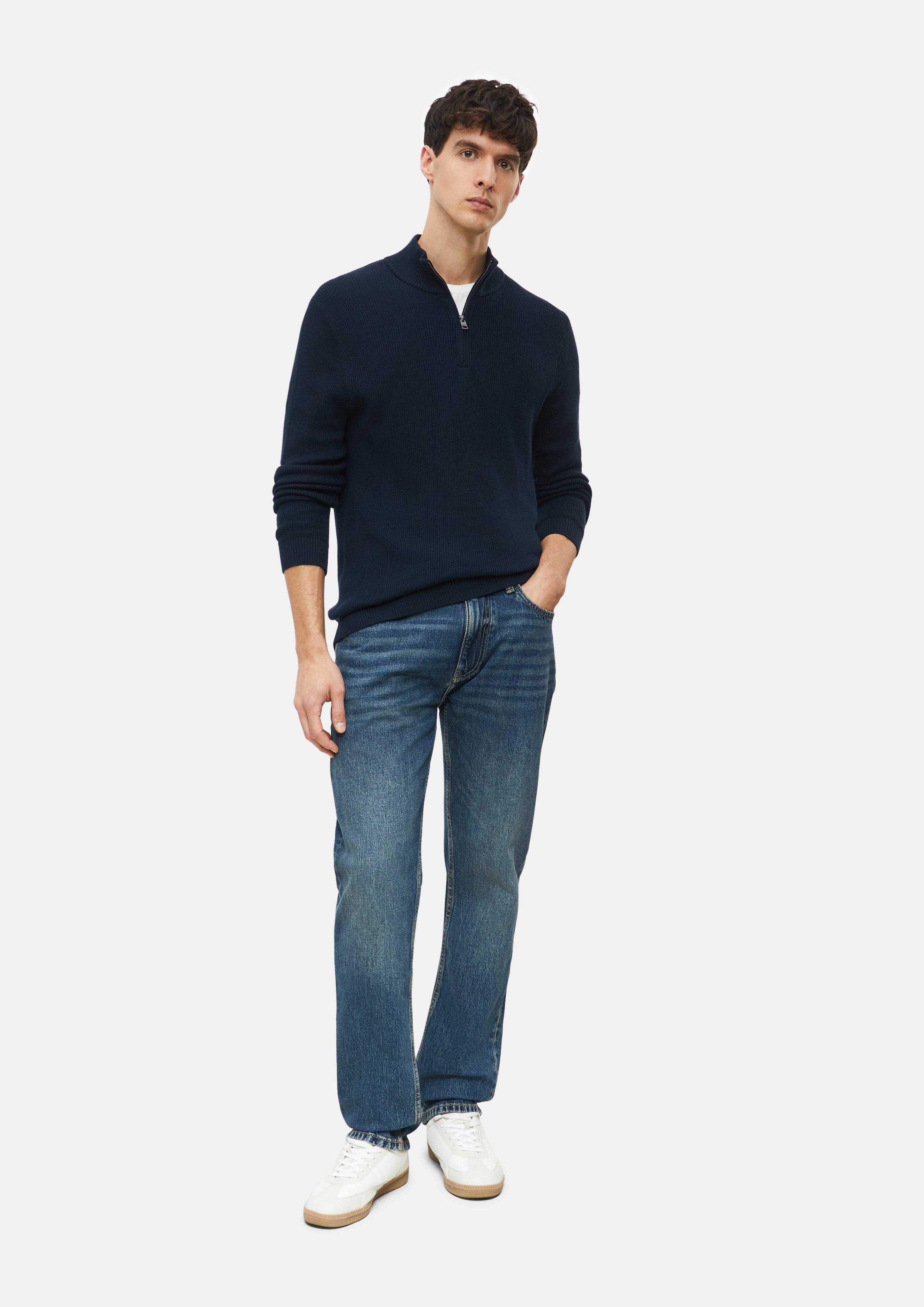 Herren Strukturierter Strickpullover mit Troyer-Kragen in blau von s.Oliver