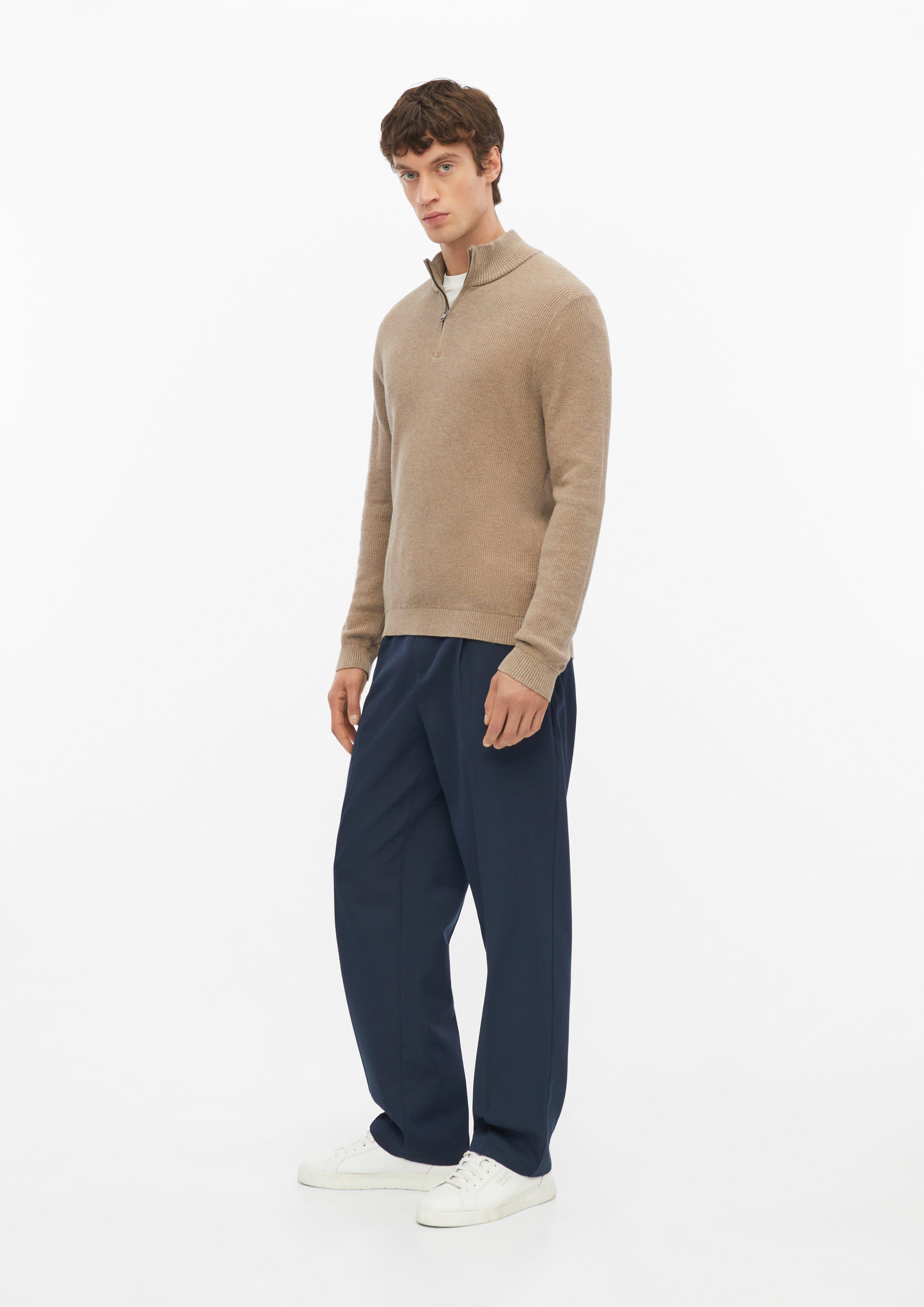 Men Textured knit sweater with a crew neck in brown by s.Oliver
