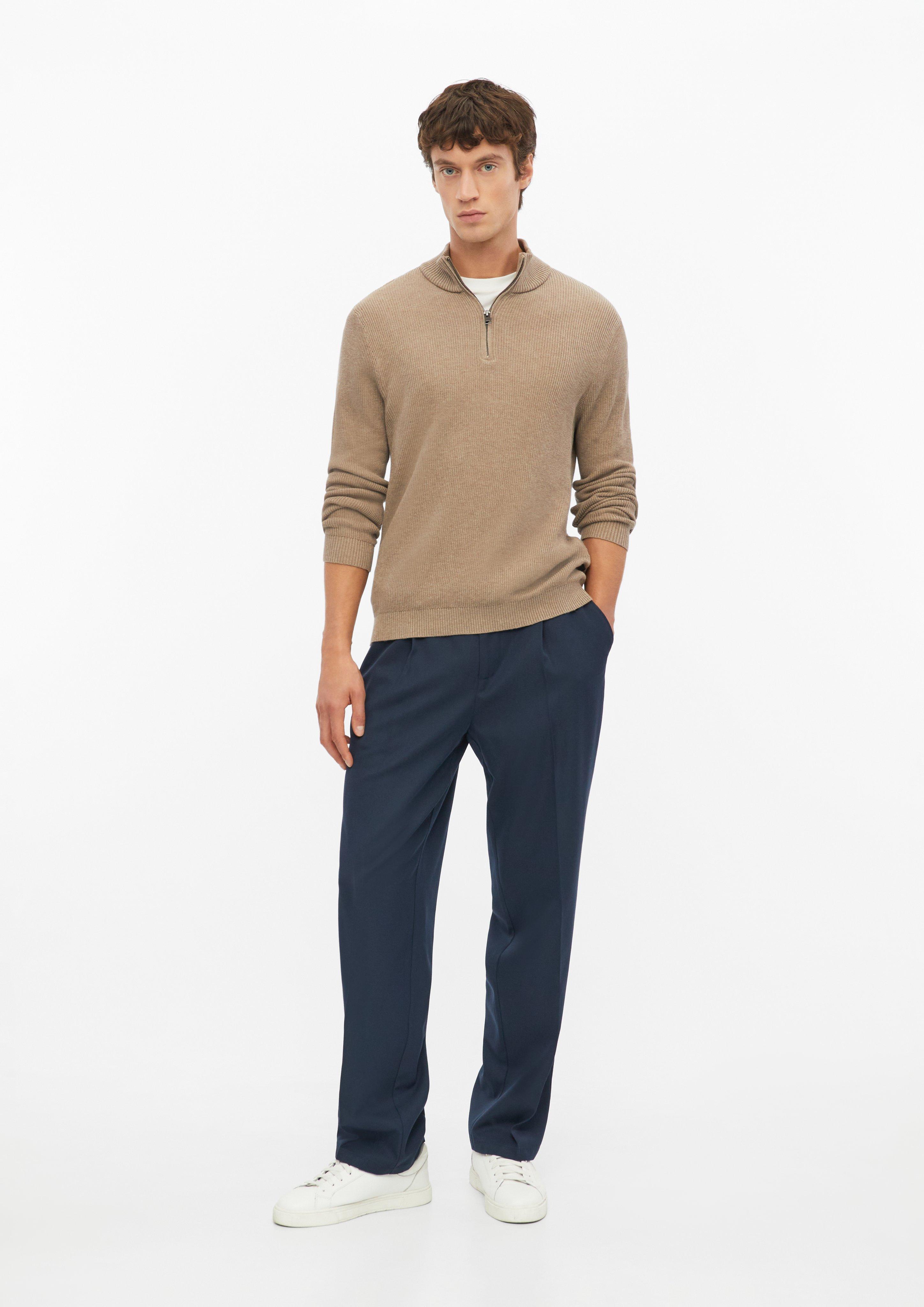 Men Textured knit sweater with a crew neck in brown by s.Oliver