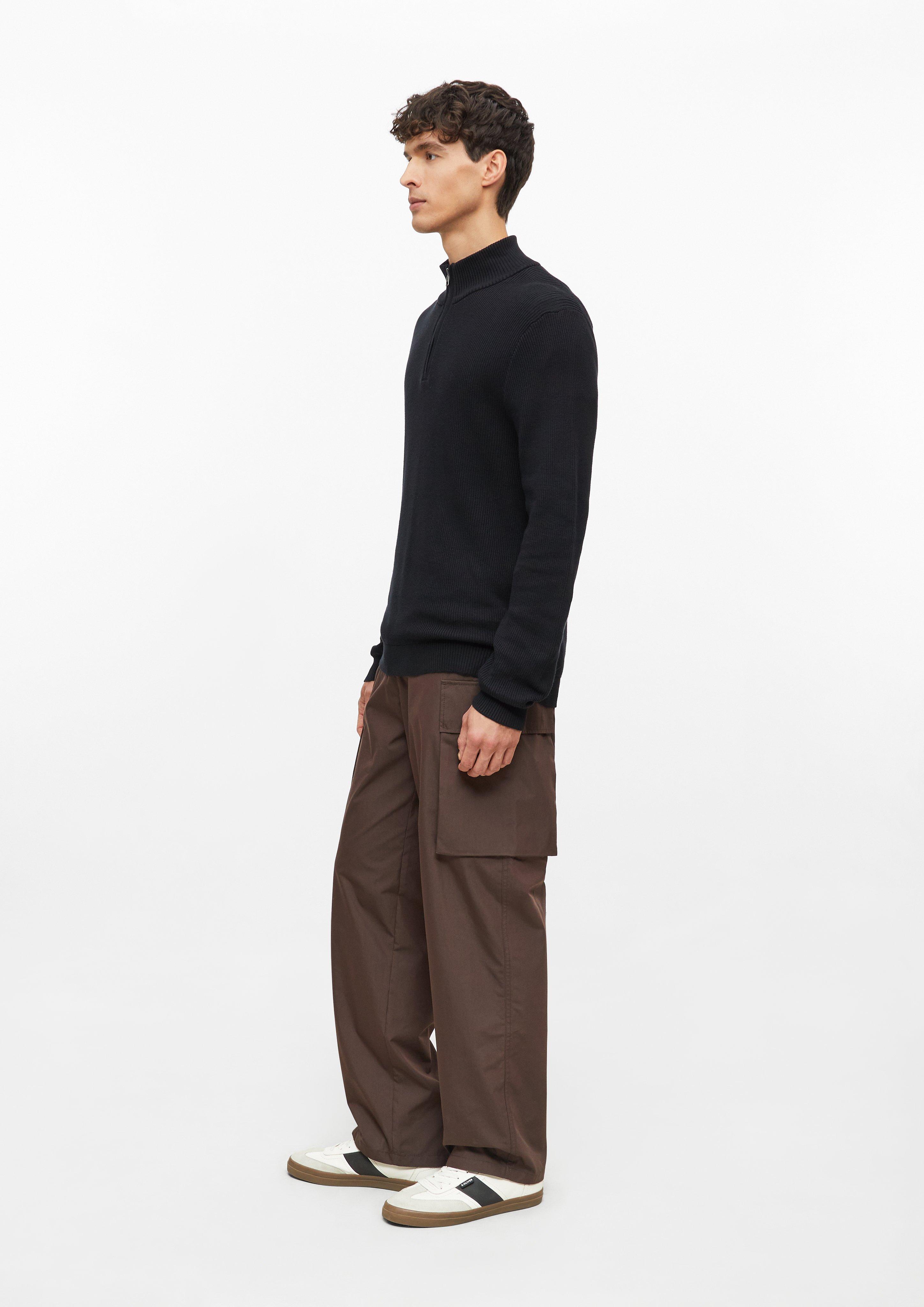 Herren Strukturierter Strickpullover mit Troyer-Kragen in schwarz von s.Oliver