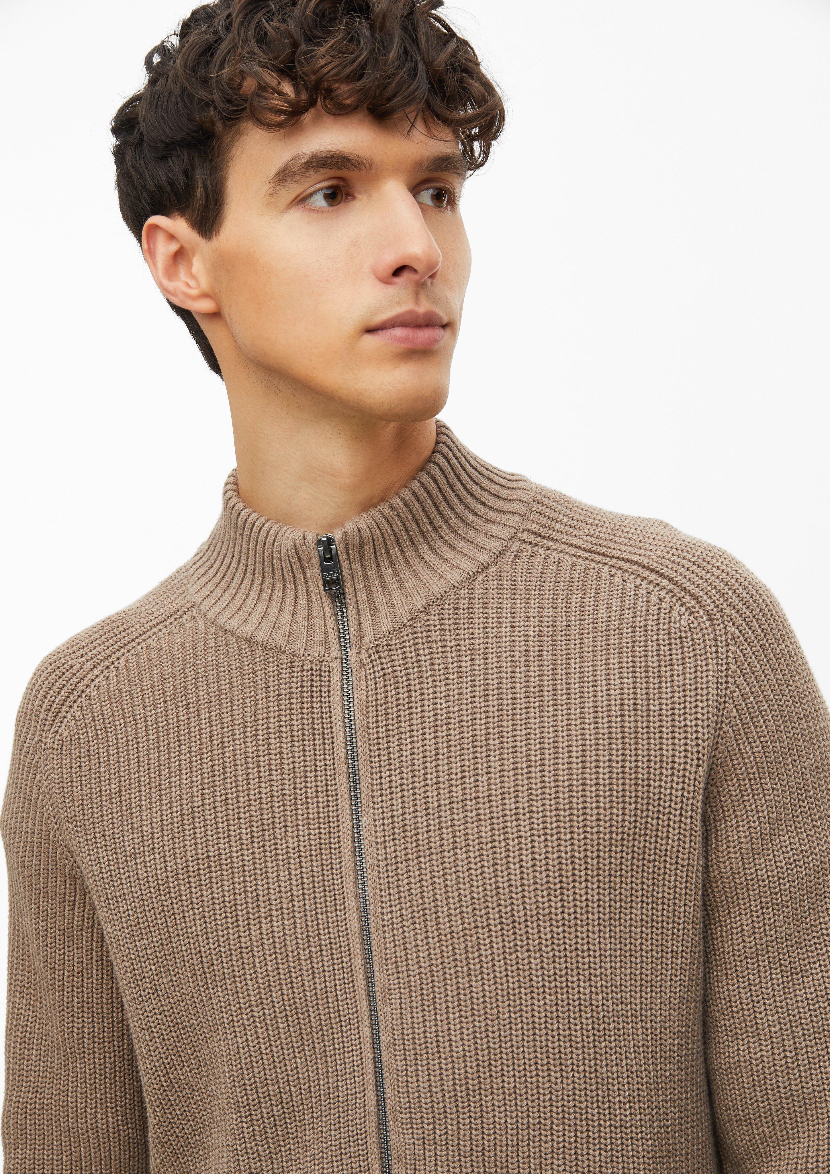 Hommes Cardigan structuré 100 % coton en brun de s.Oliver