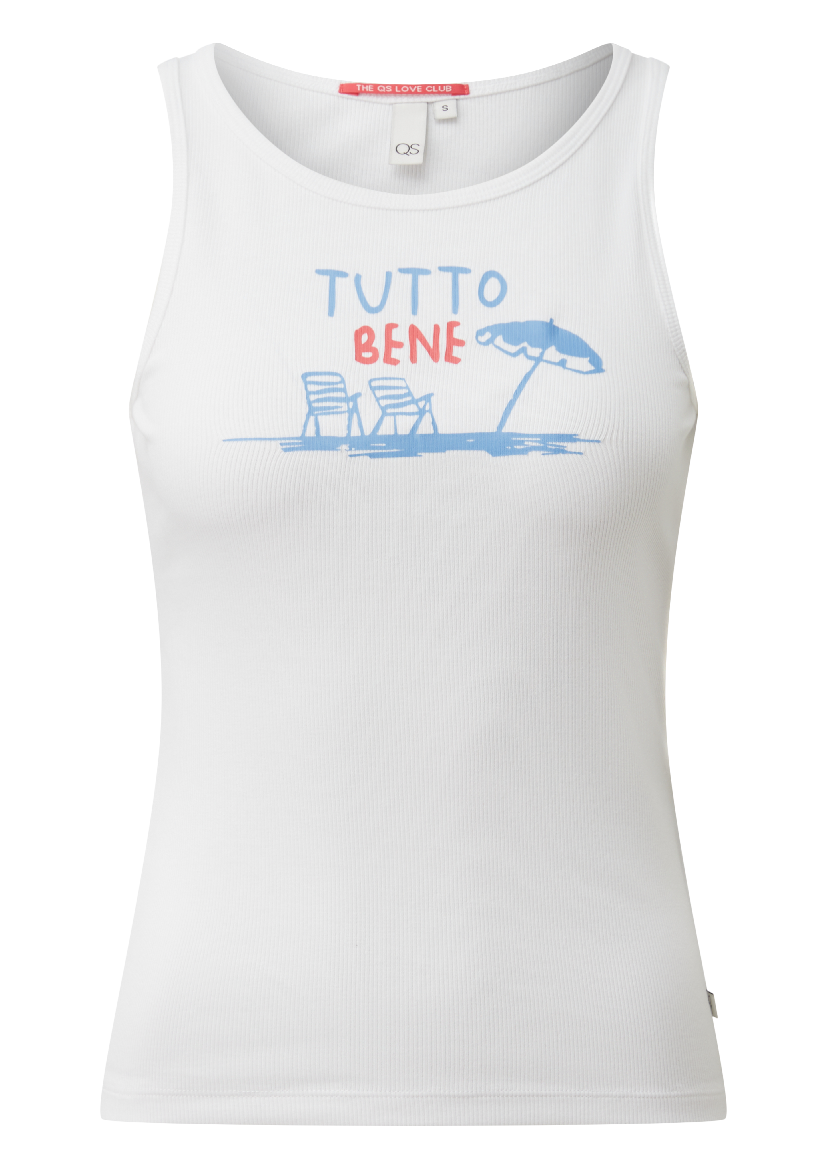 Geribbelde tanktop met print