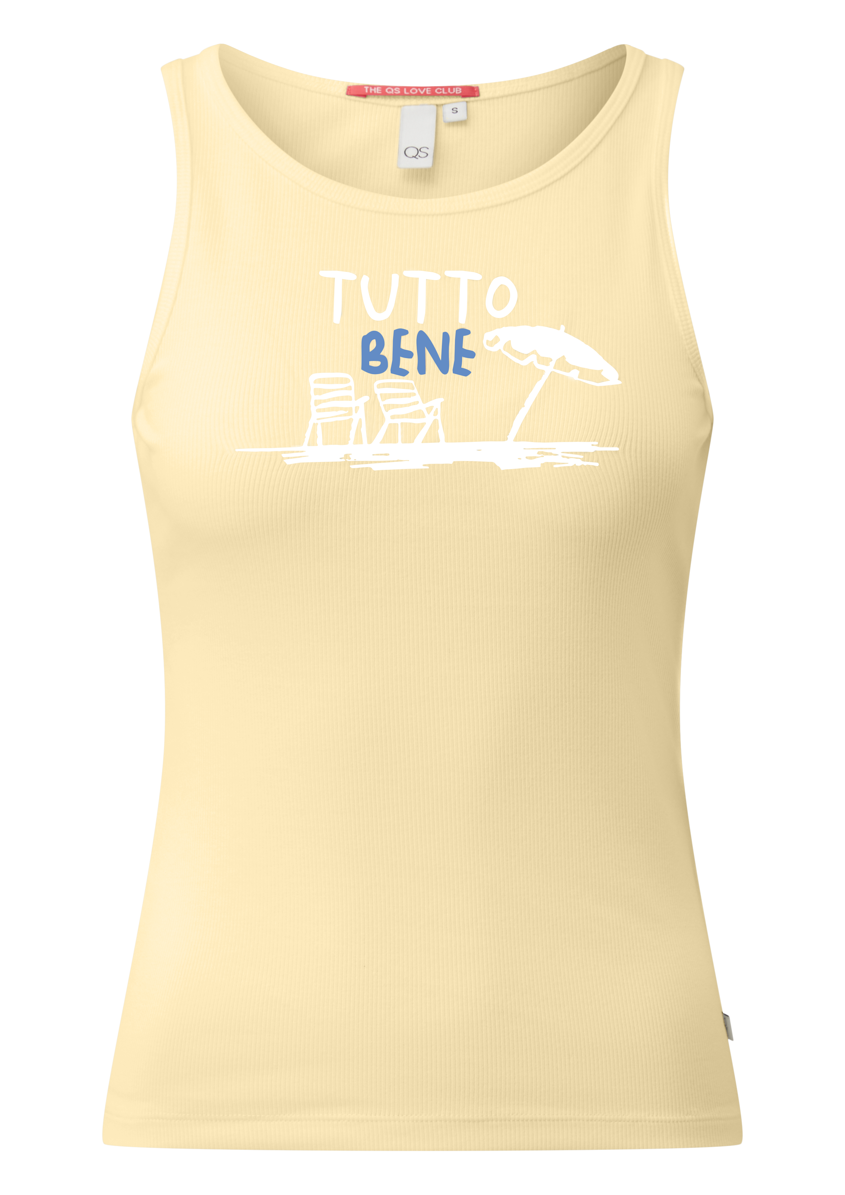 Geribbelde tanktop met print