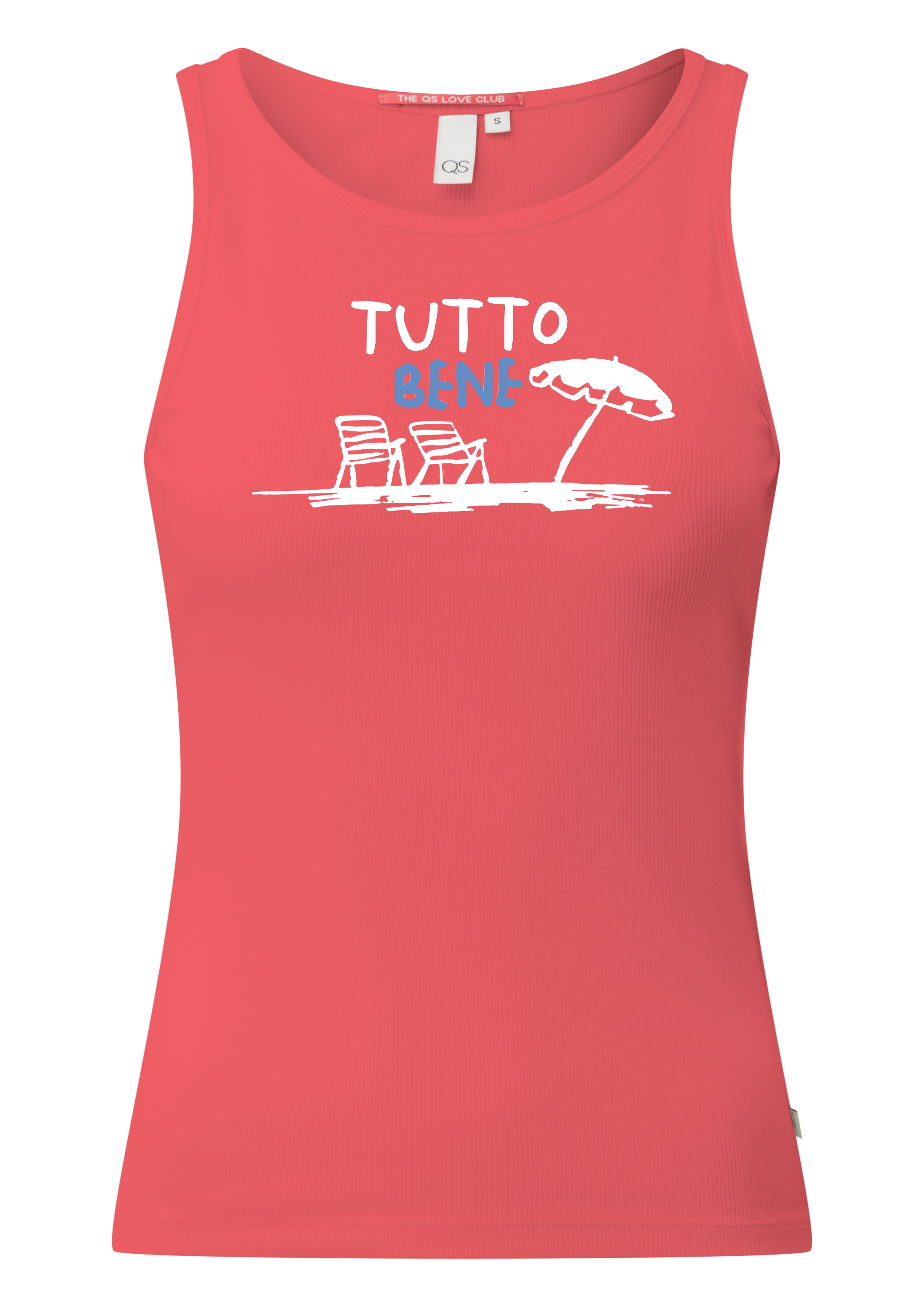 Geribbelde tanktop met print