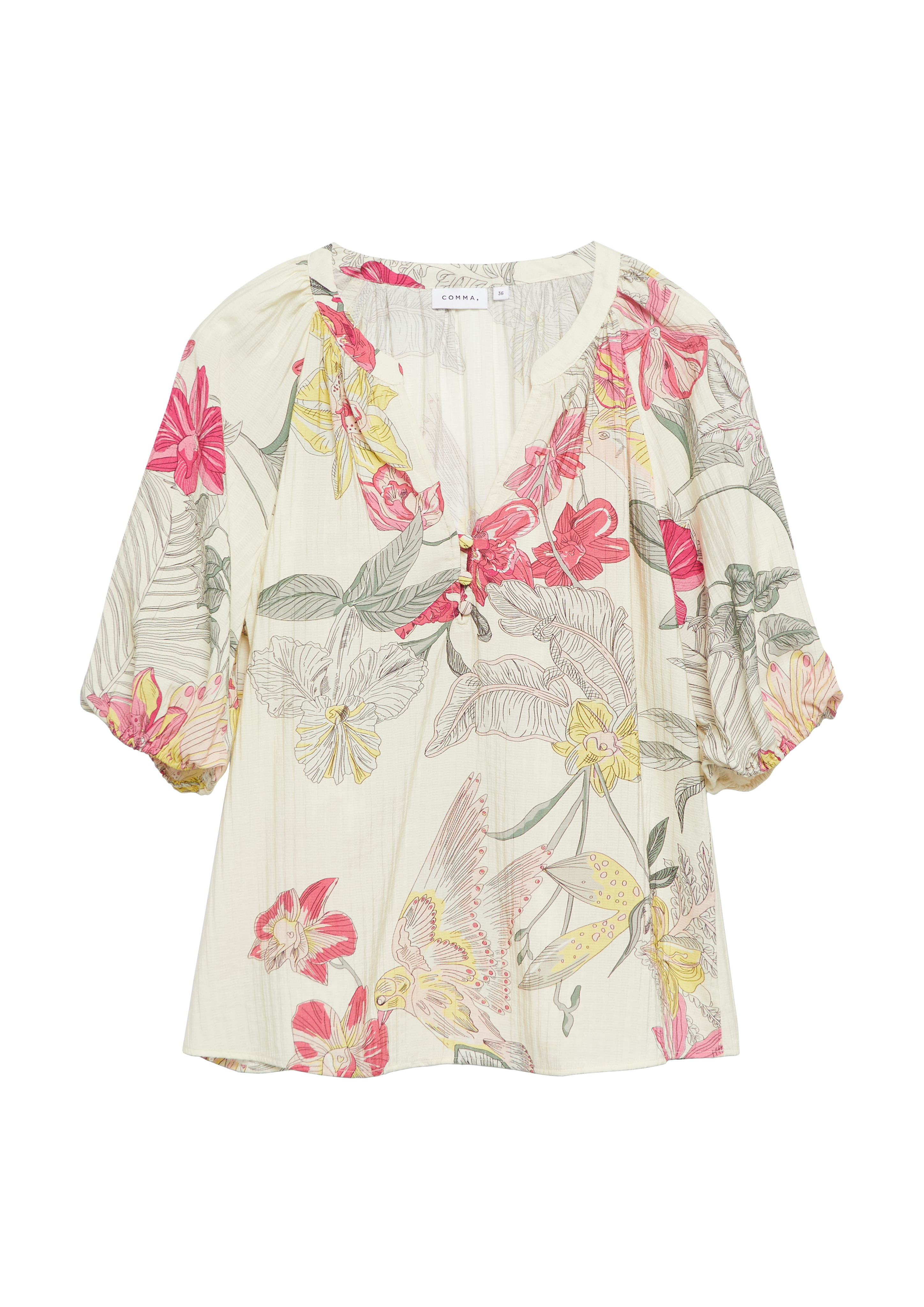 Gestructureerde blouse met tuniekhals