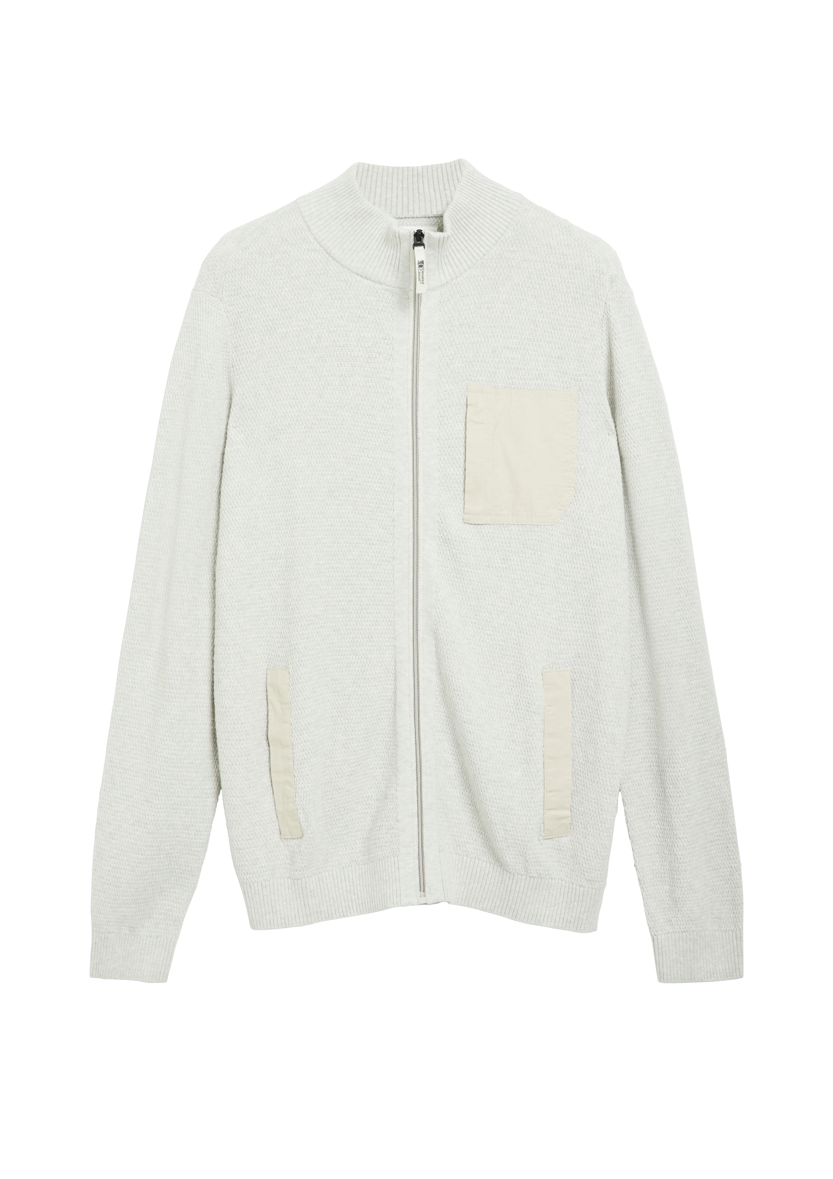 Gebreid vest met structuur en contrasterende details