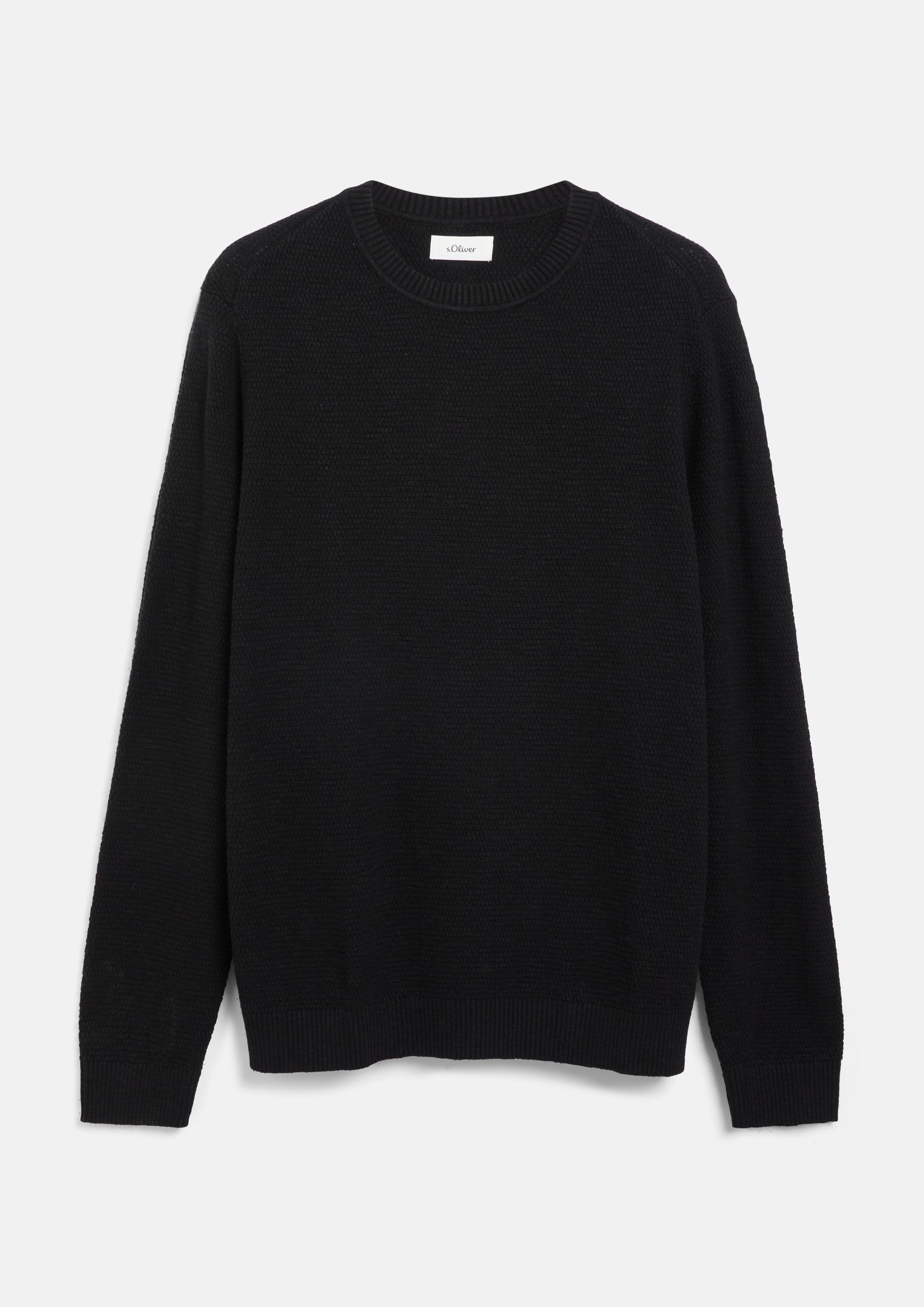 Hommes Pull en tricot en noir de s.Oliver