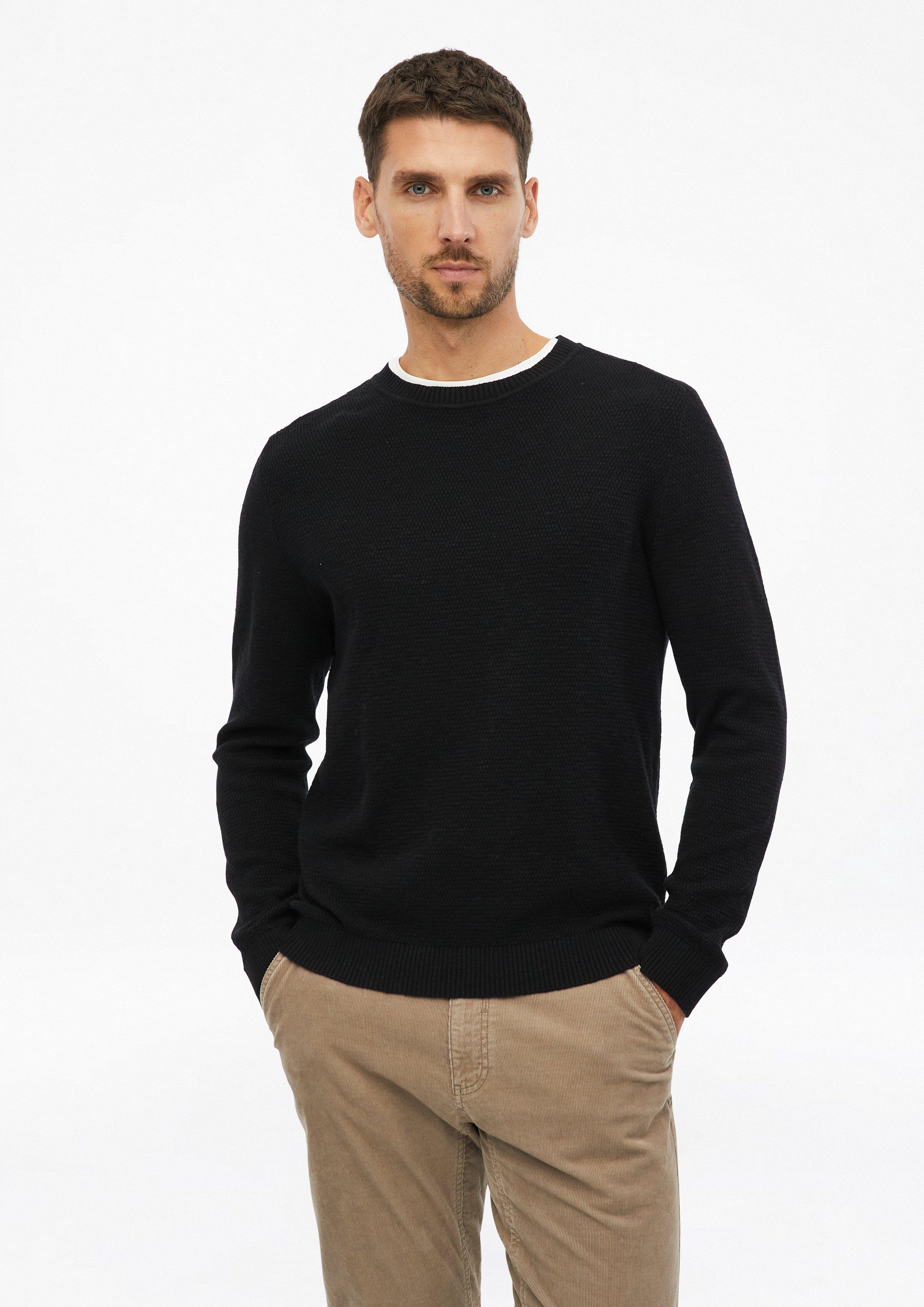 Hommes Pull en tricot en noir de s.Oliver