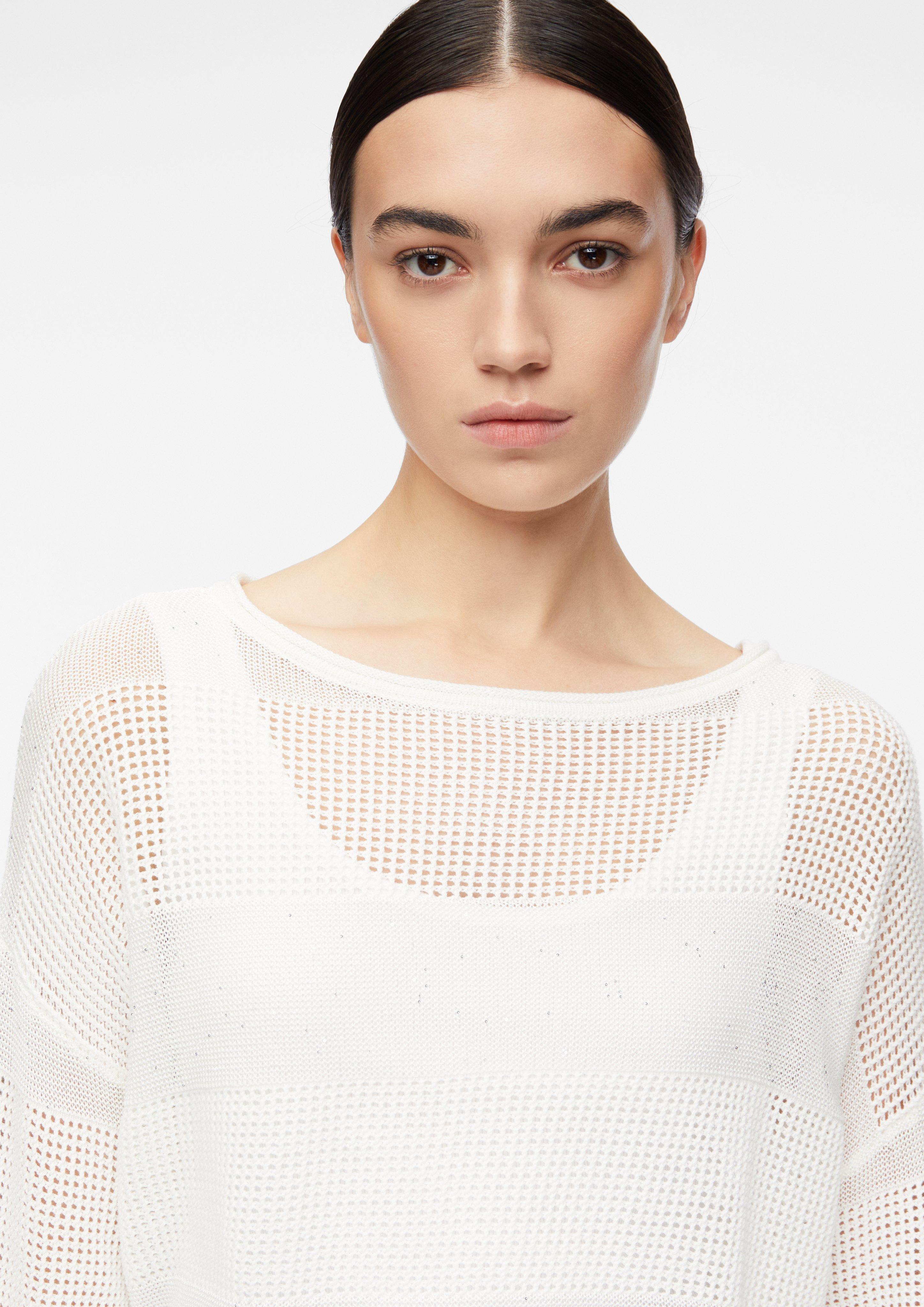 Pullover aus Ajourstrick mit feinen Pailletten in  von COMMA