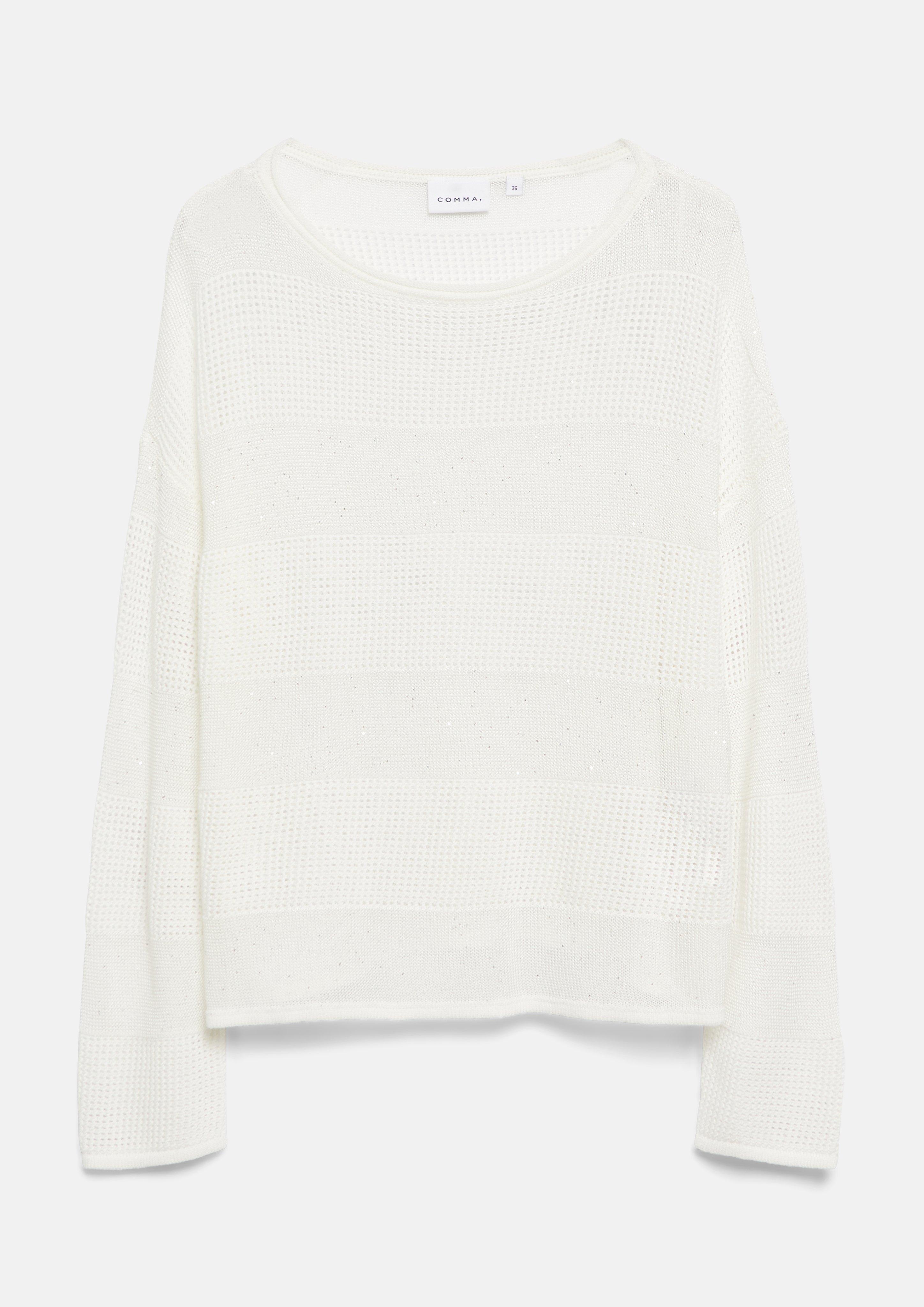 Pullover aus Ajourstrick mit feinen Pailletten in  von COMMA