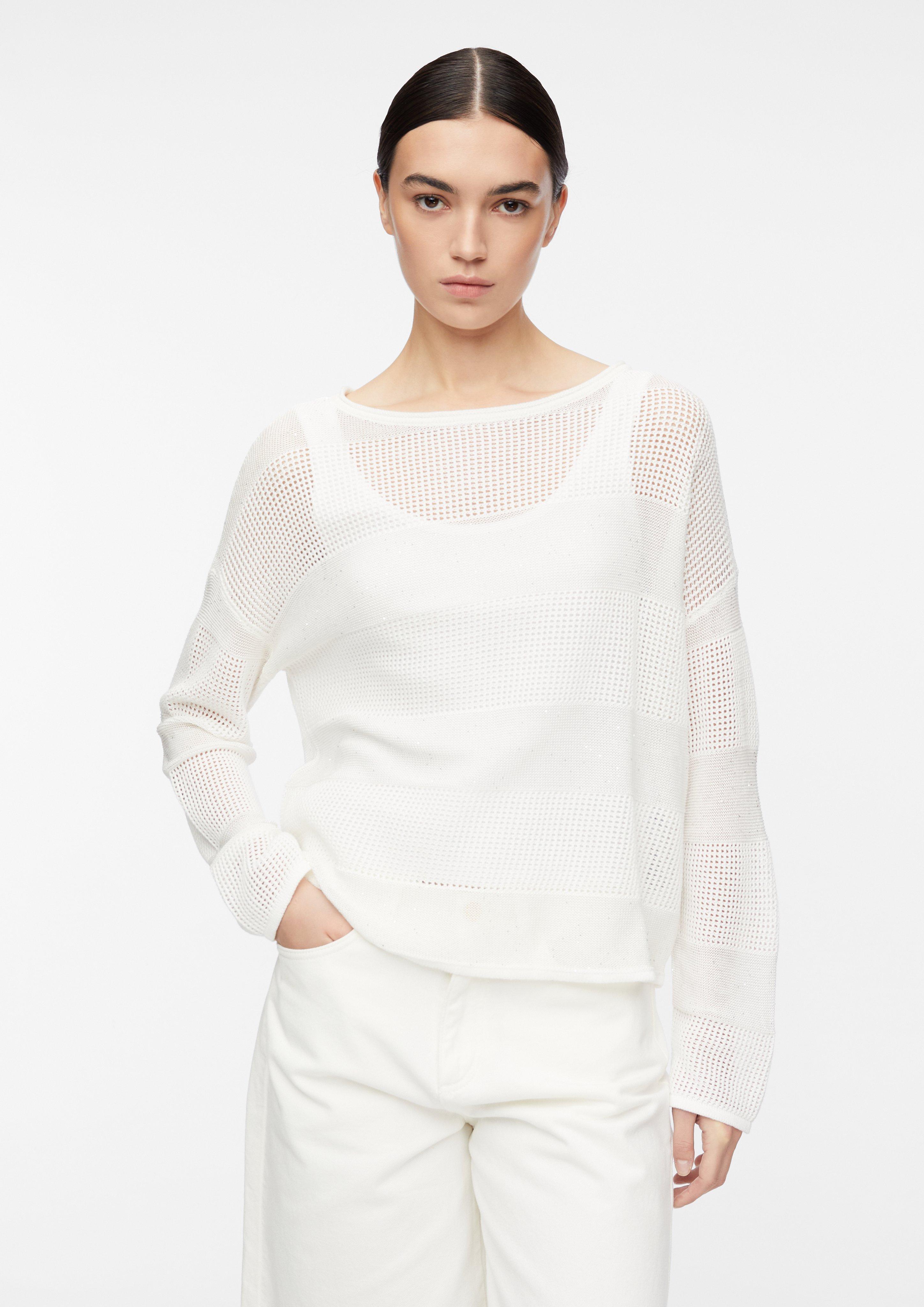 Pullover aus Ajourstrick mit feinen Pailletten in  von COMMA