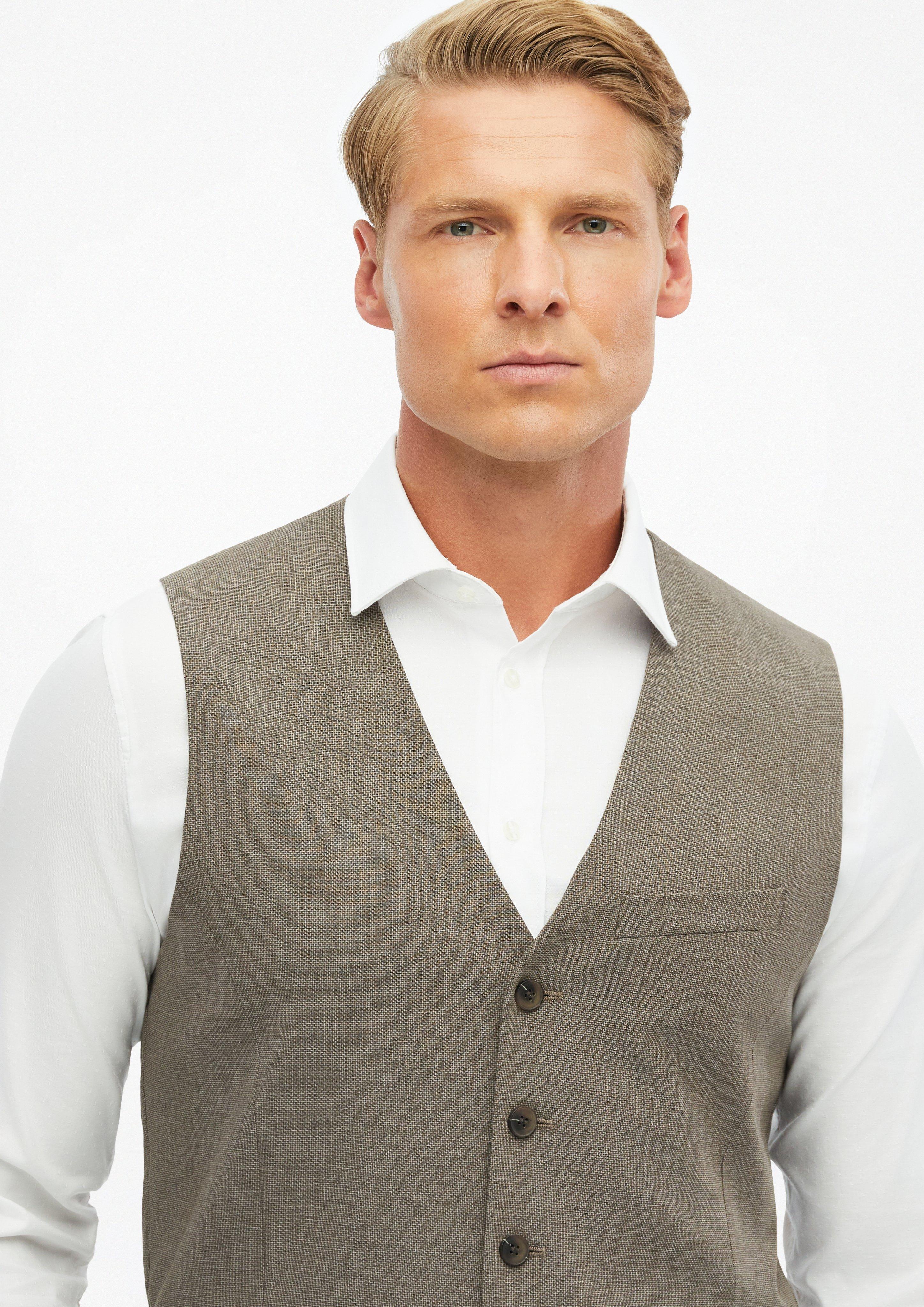 Herren s.O ULTIMATE: Weste aus Wollmischung im Slim Fit in braun von s.Oliver BLACK LABEL