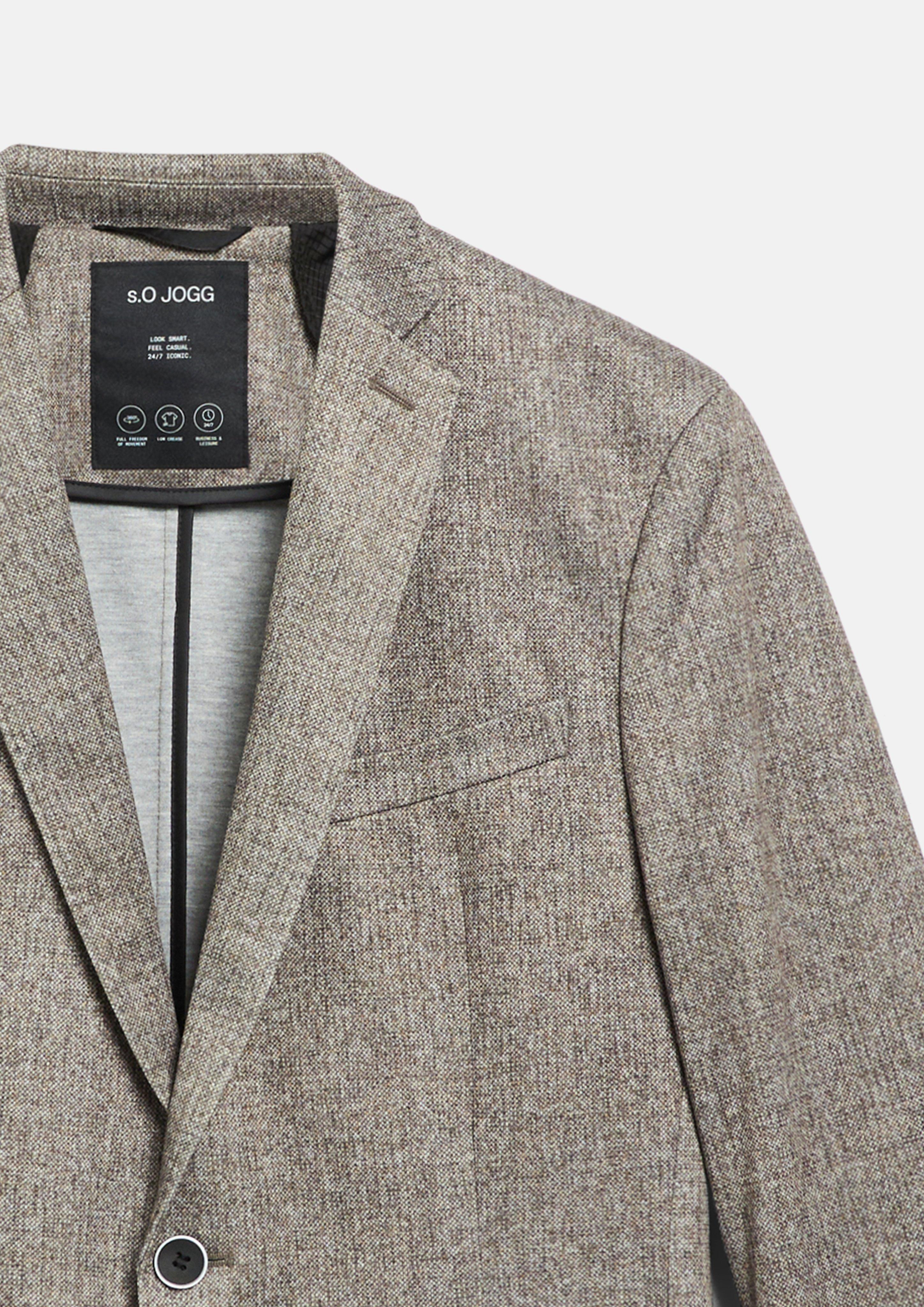 Heren s.O JOGG: colbert van jersey met fijn patroon in bruin van s.Oliver BLACK LABEL
