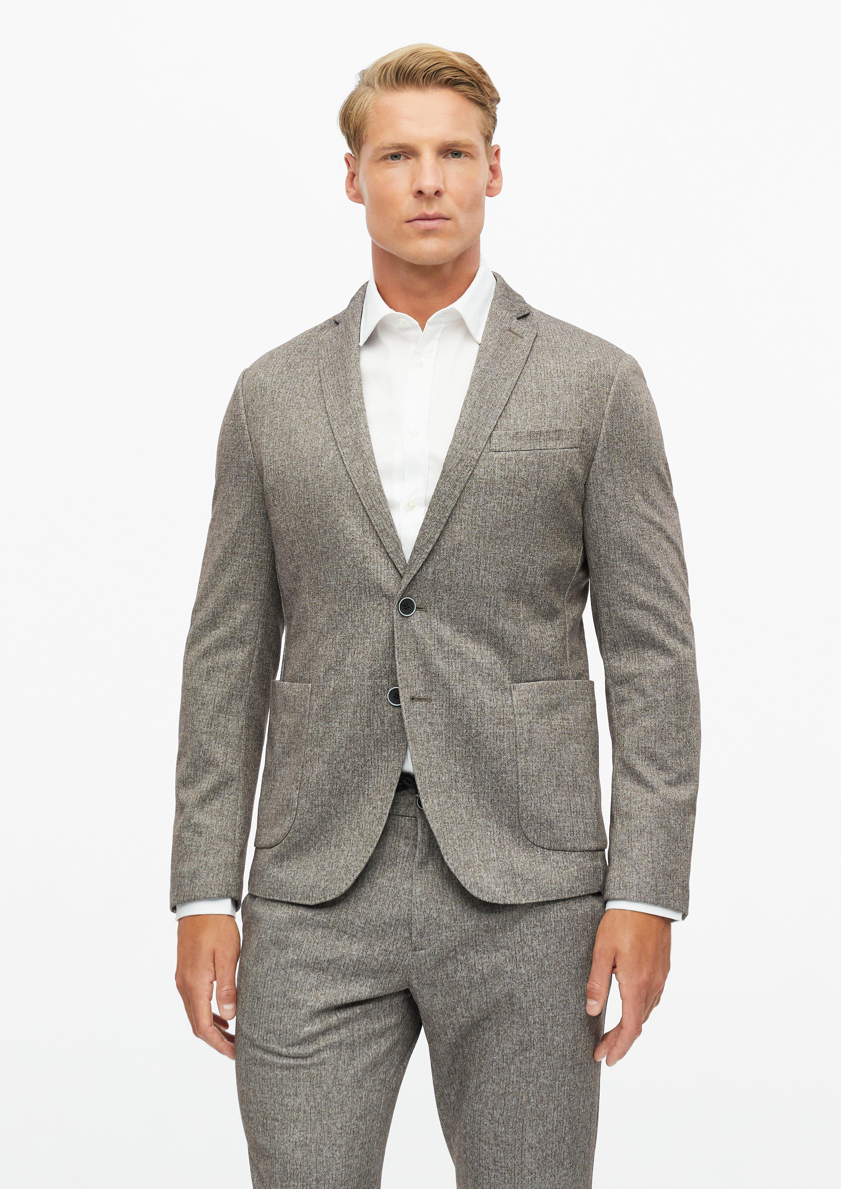 s.O JOGG: Blazer made of finely patterned jersey in brown by s.Oliver BLACK LABEL