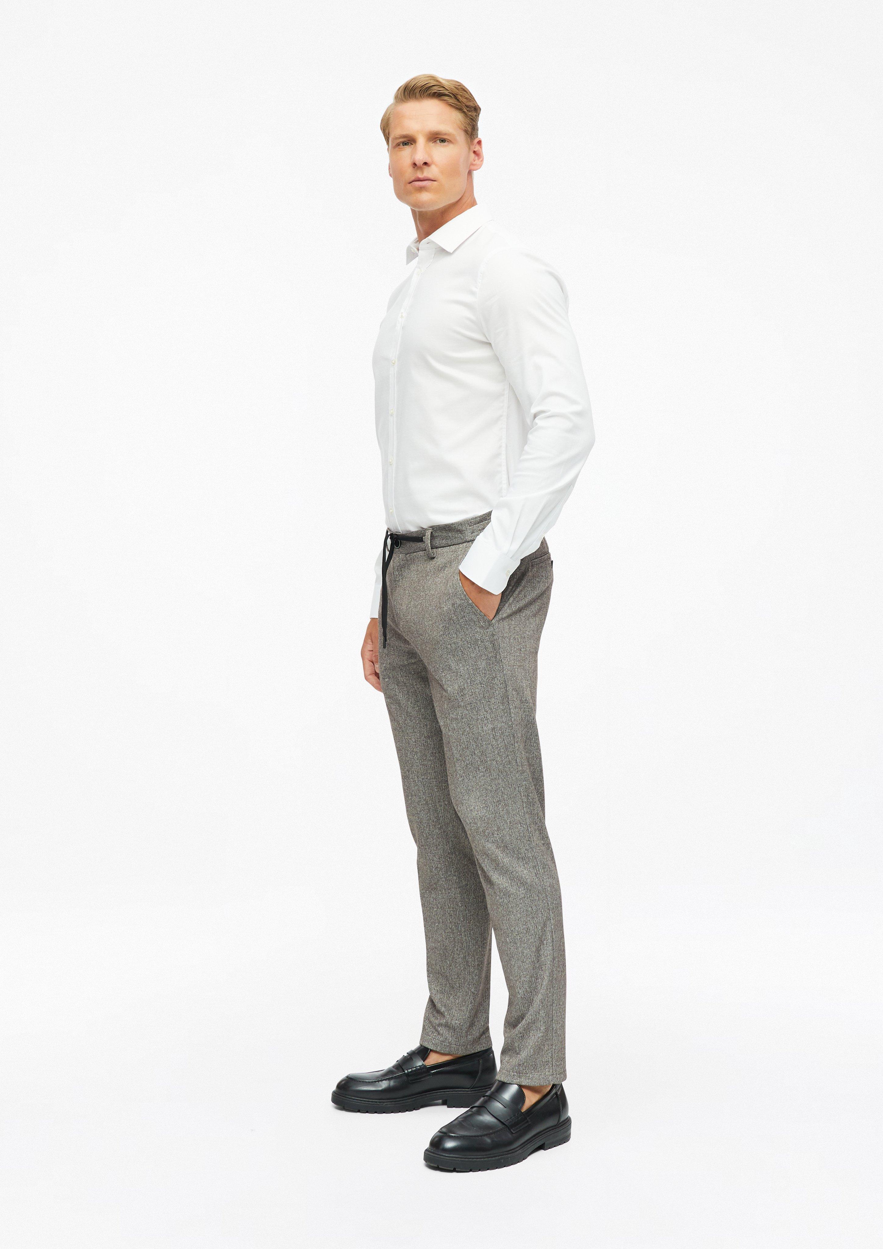 Herren s.O JOGG: Anzughose aus fein gemustertem Jersey in braun von s.Oliver BLACK LABEL