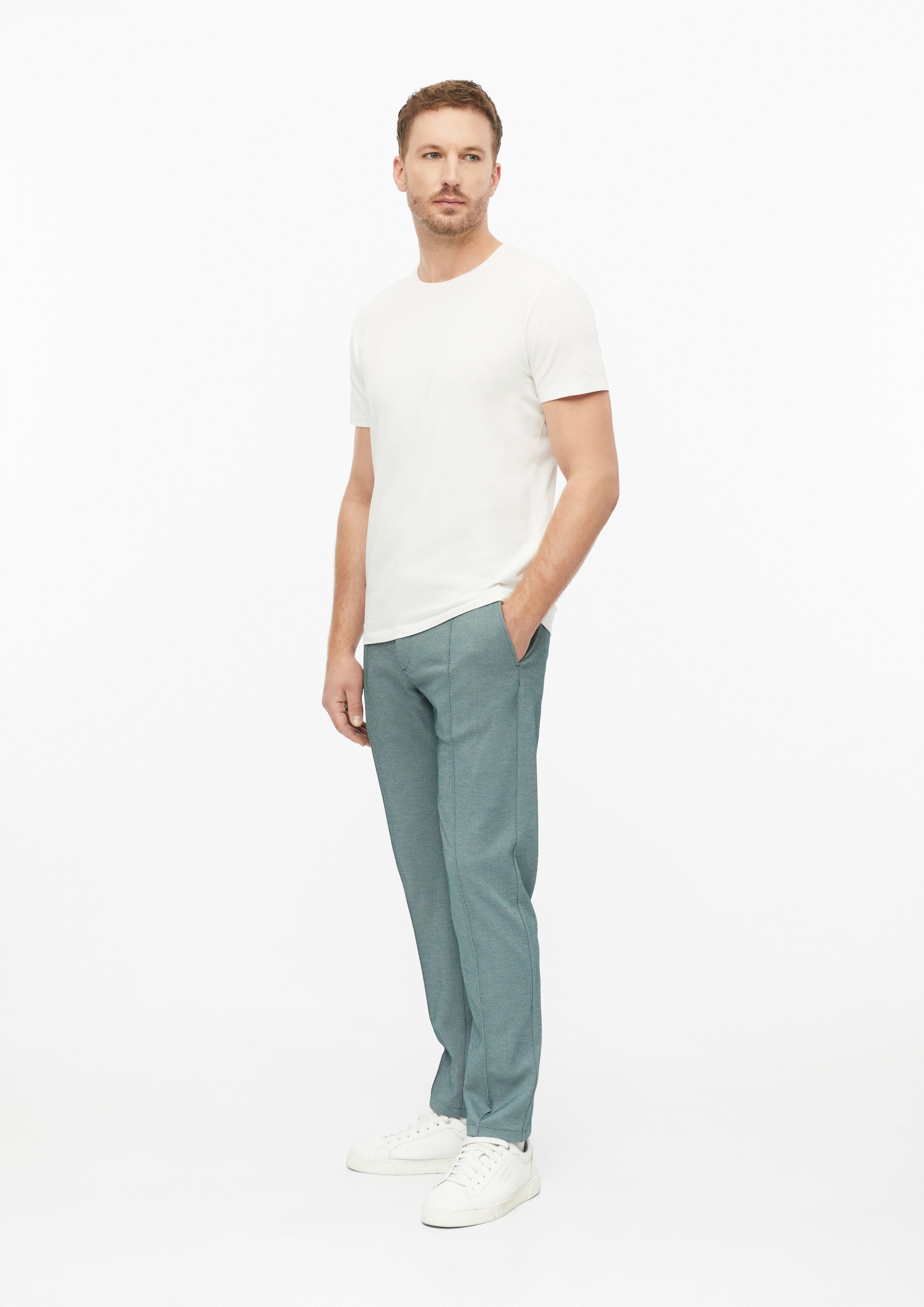 Men Stretchy pants with a twill weave and drawstring in blue by s.Oliver BLACK LABEL